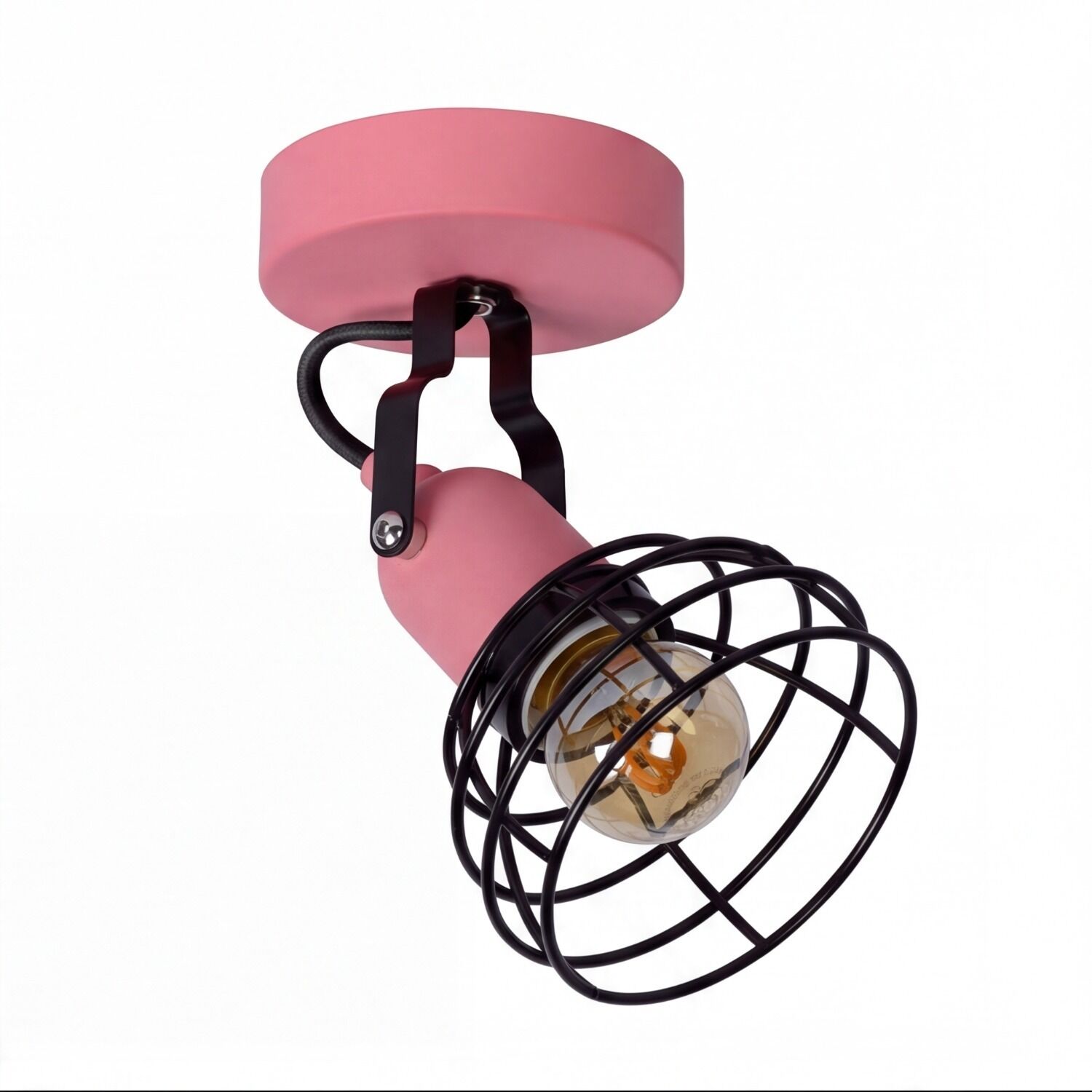 kinder-deckenlampe-badlampe-strahler-badezimmer-lampen-fivon-1x-e27-bis-60w-rosa-schwarz-fuer-kinder-le129125-01 Deckenlampe, Wandlampe, Kugel-Lampenschirm, Metallkonstruktion, Rosa