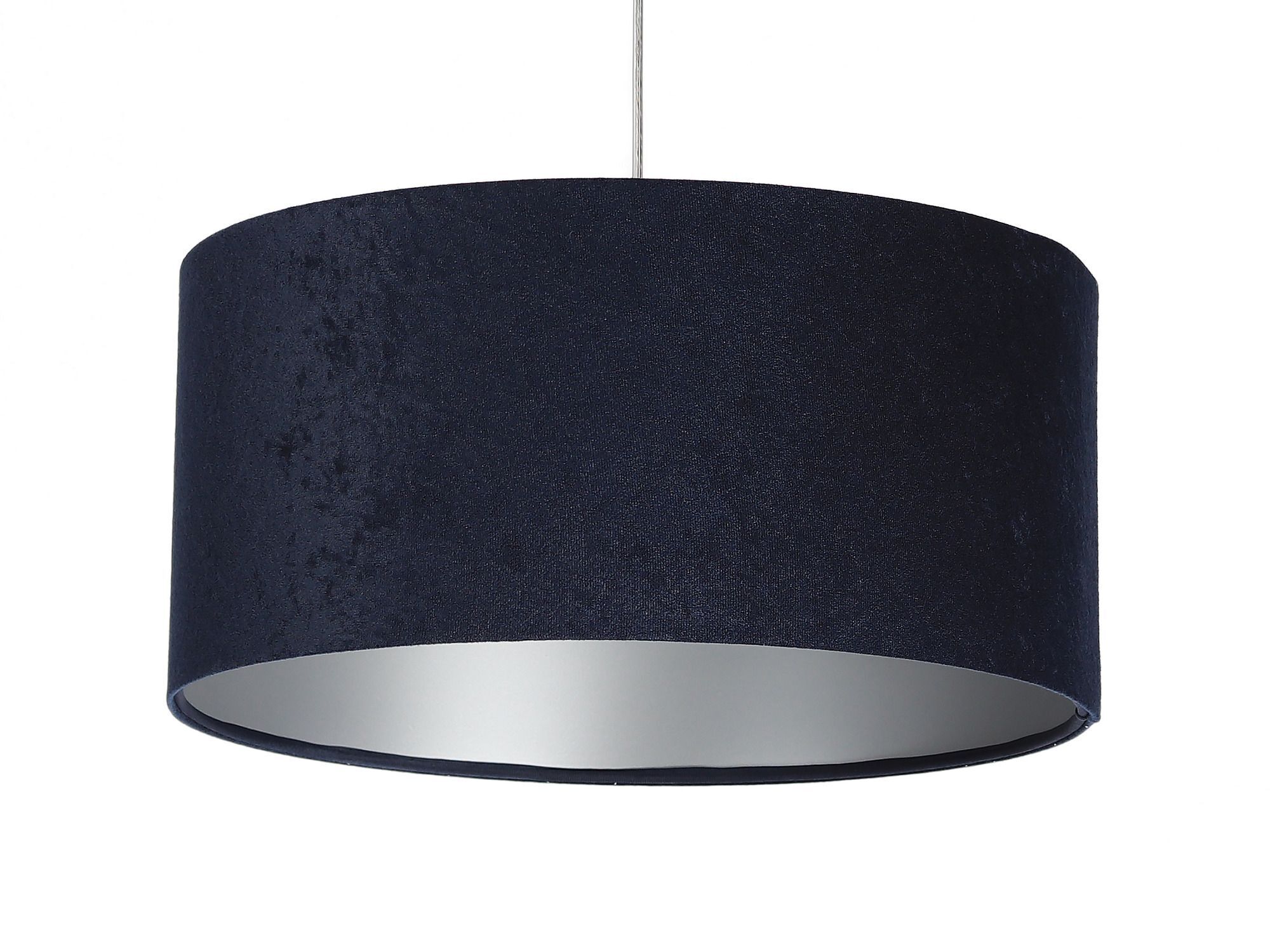 Lampe à suspendre bleu foncé argent Tissu rond Rétro