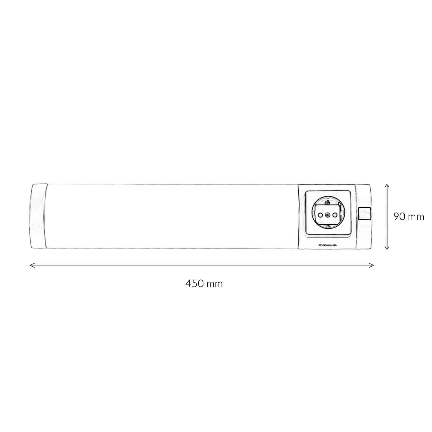 LED Wandleuchte mit Steckdose Schalter für Bad Küche Gerät, Seite, Text