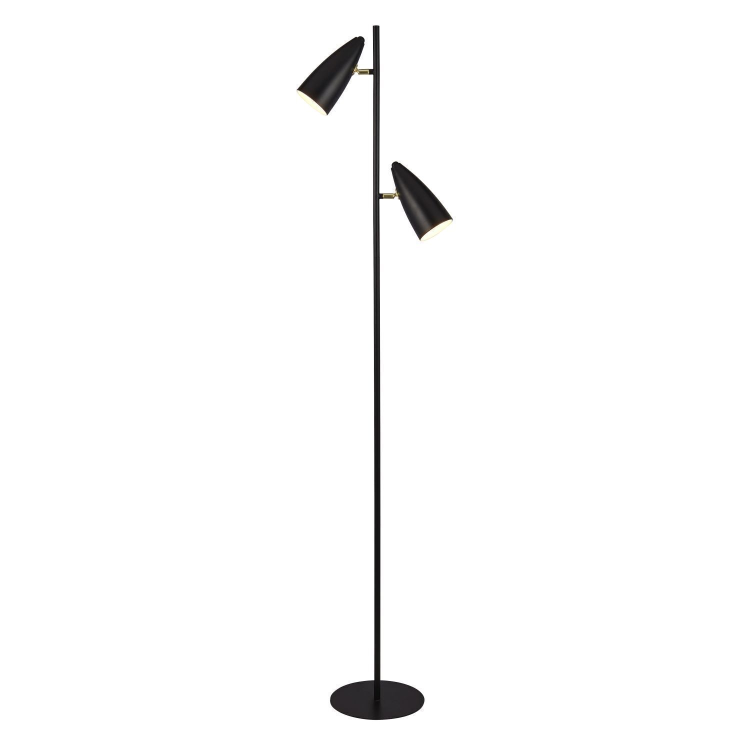 Stehlampe 2-flammig in Schwarz Gold E14 160 cm Metall Lampe