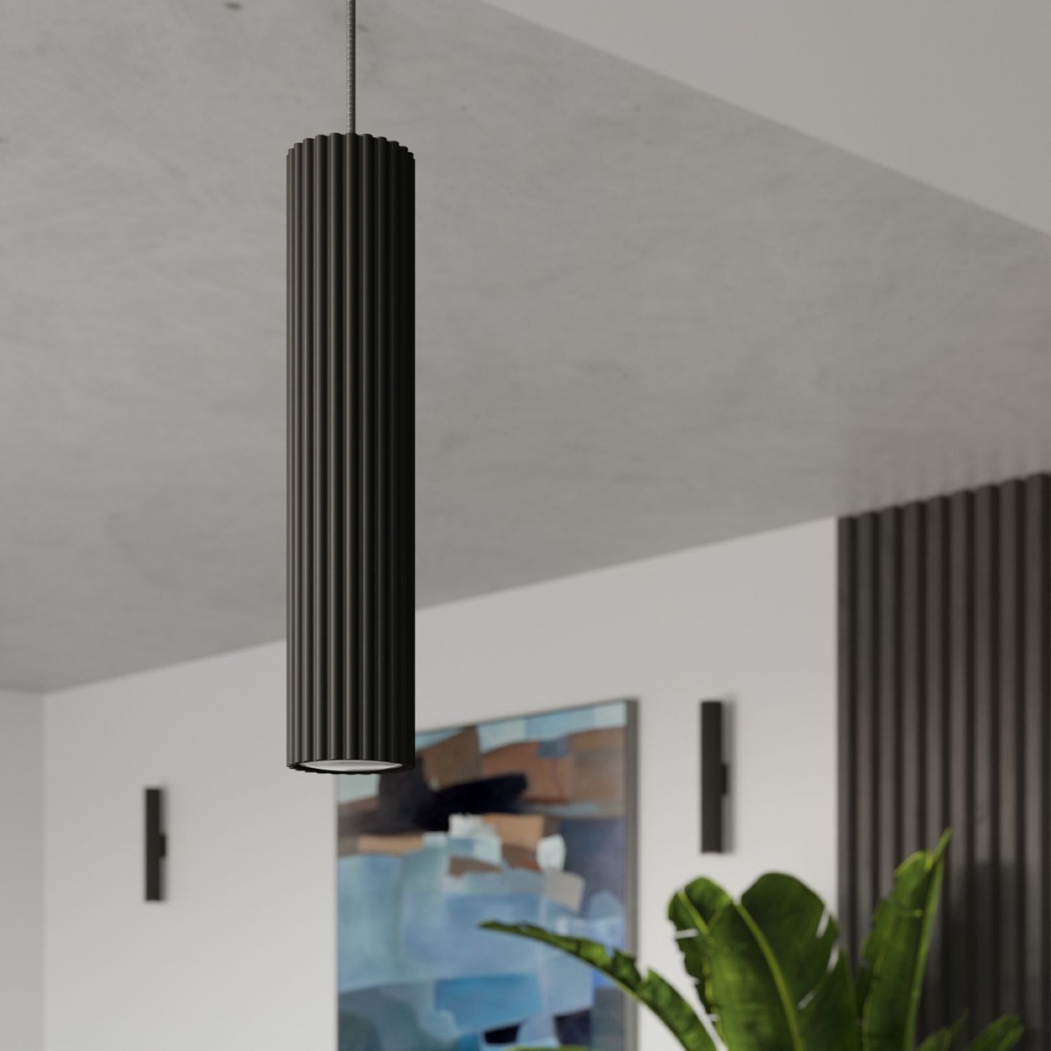 Hängelampe Modern Schwarz schmal B: 8 cm H: max. 118 cm GU10 Drinnen, Innenarchitektur, Lampe