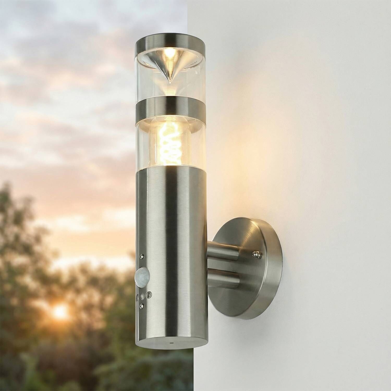 Wandlampe, Außenleuchte, Edelstahl, LED-Lampe, Wandhalterung