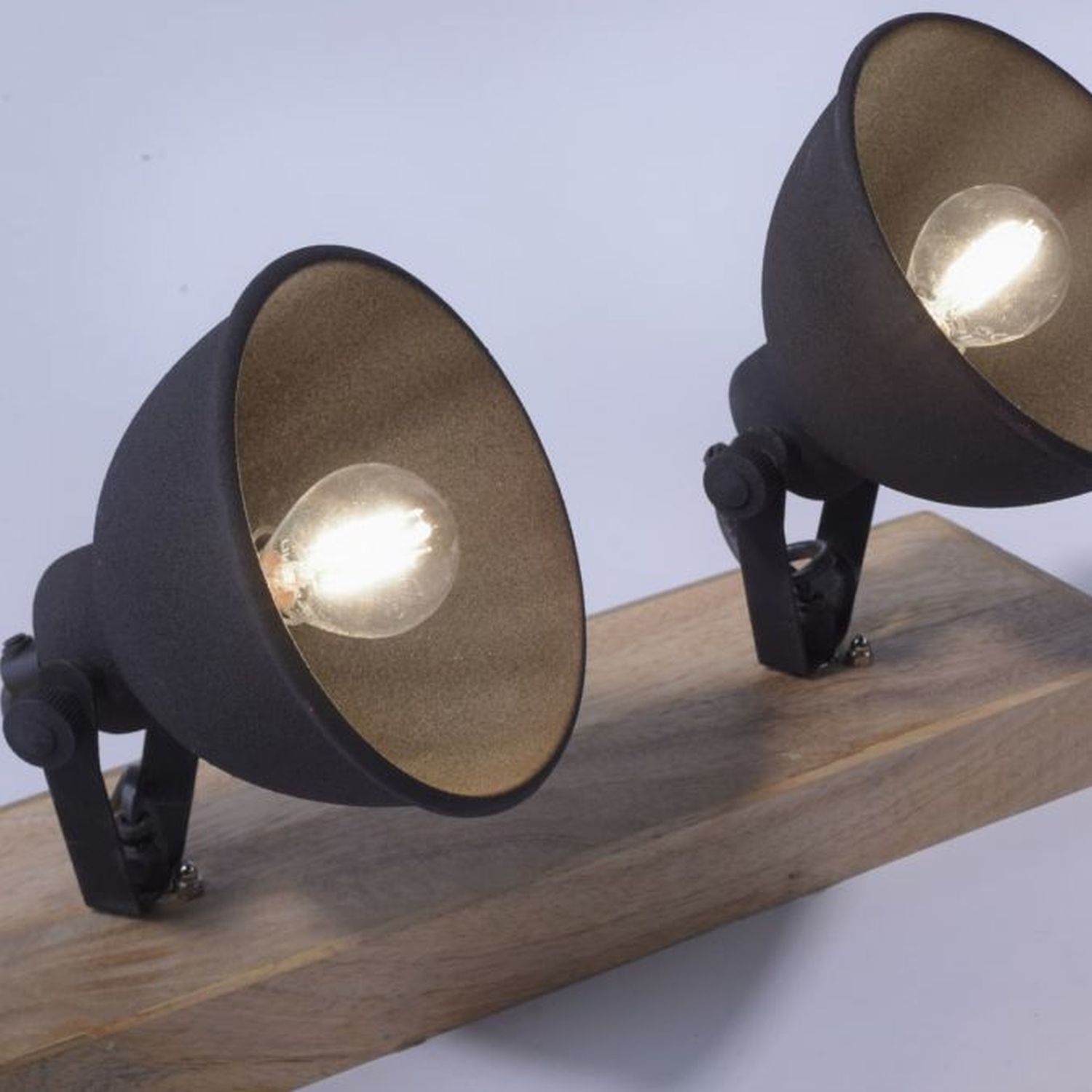 Flexibler Deckenspot Holz Metall E14 Schwarz Industrial Beleuchtung