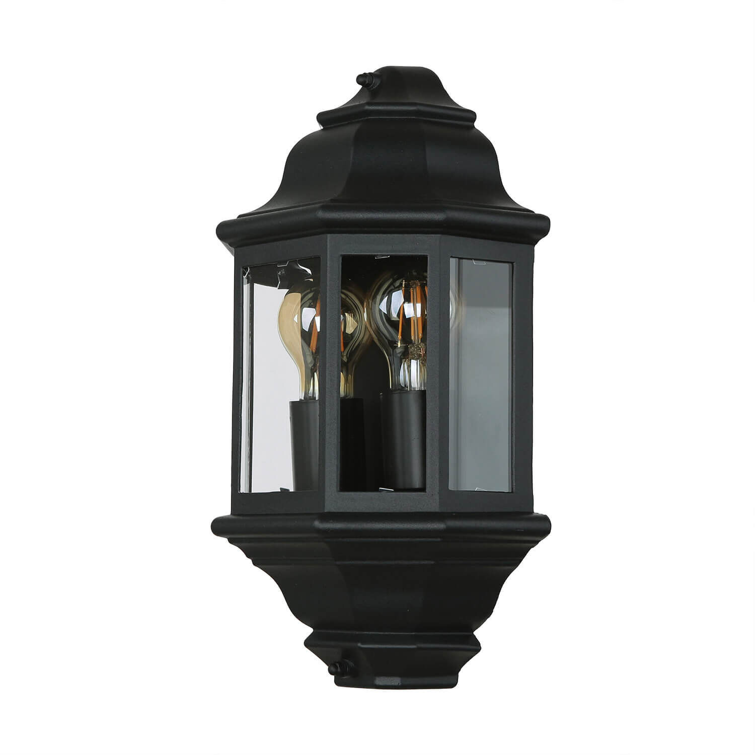 Wandleuchte Außen IP44 Glas Alu H: 43 cm 2x E27 Schwarz