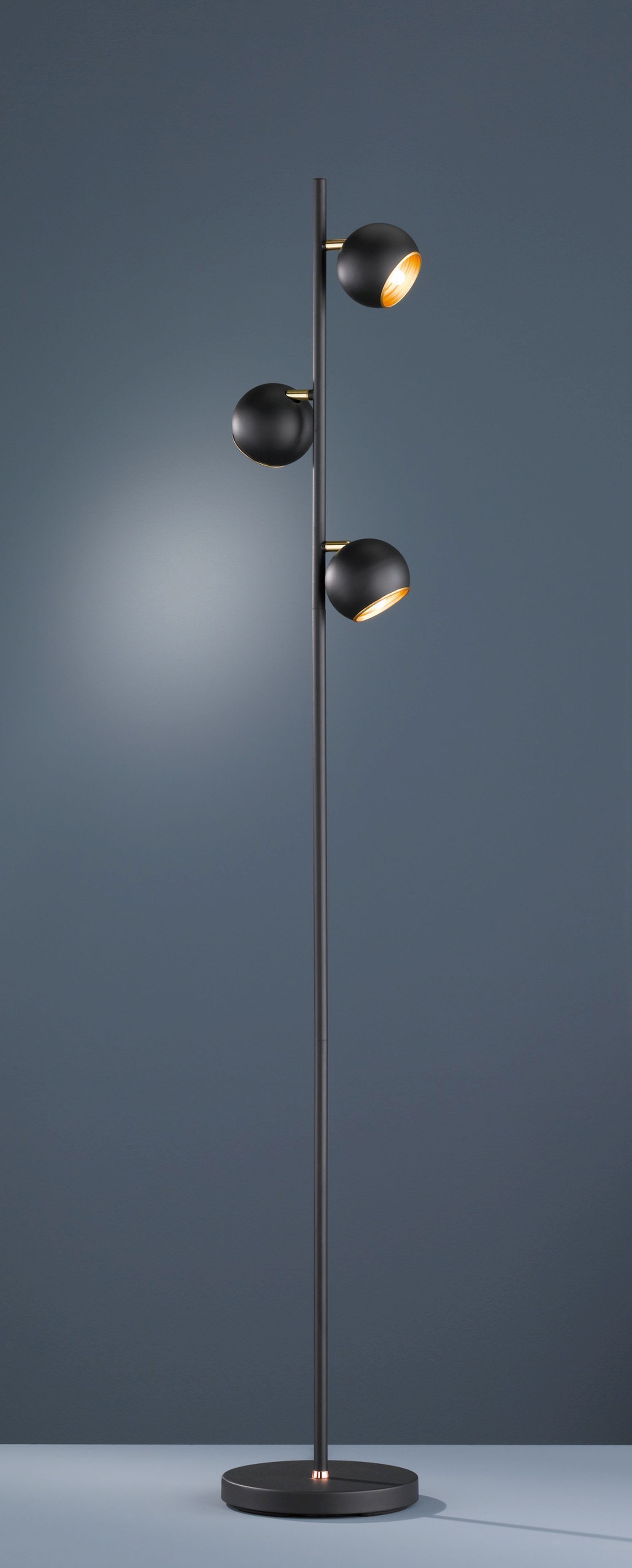 Kleine Stehlampe Metall G9 155 cm hoch in Schwarz Gold