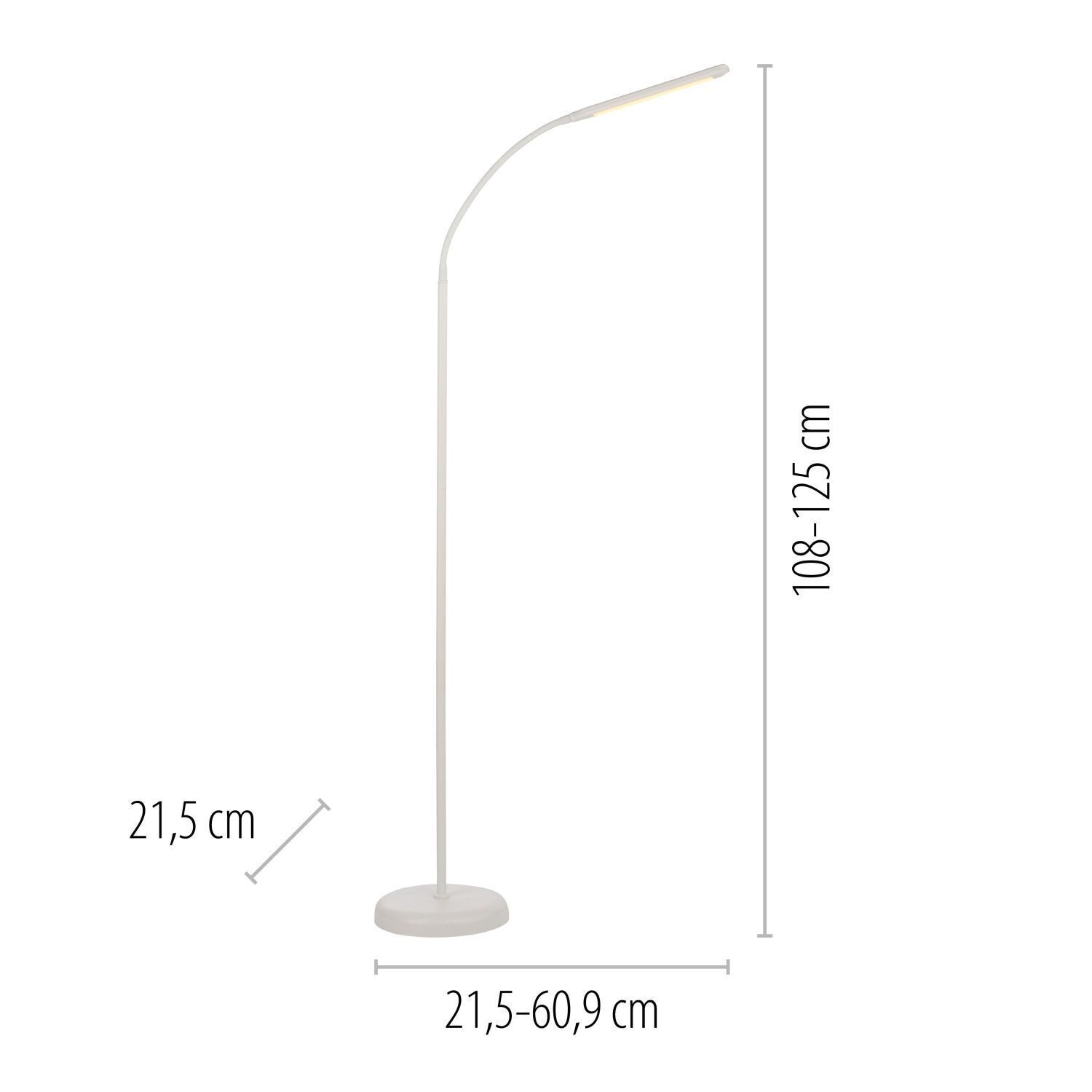 Lampadaire LED Métal Blanc Touch 125 cm réglable Lampe