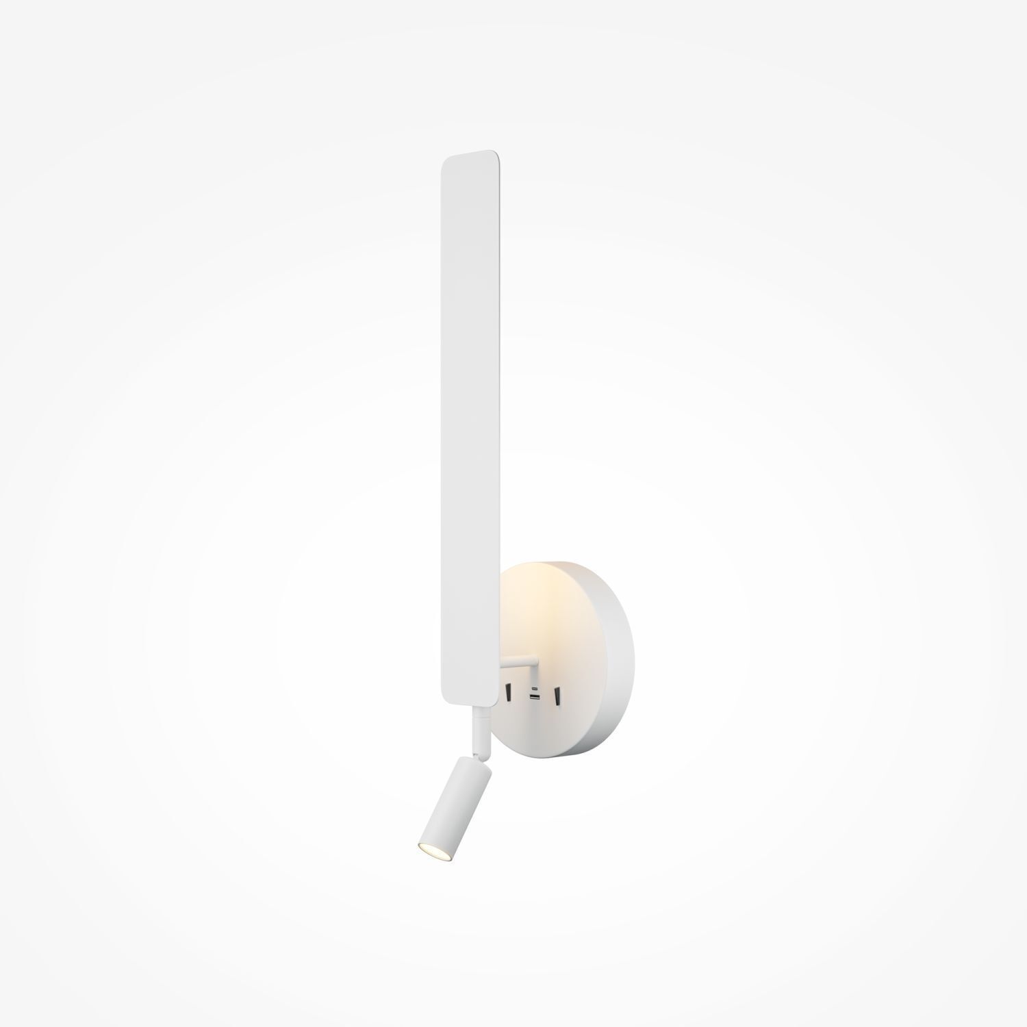 LED Wandlampe Weiß H:51,6 cm 700 lm 3000 K Schalter USB Wandleuchte, LED-Spotlight, verstellbar, runder Sockel, Weiß