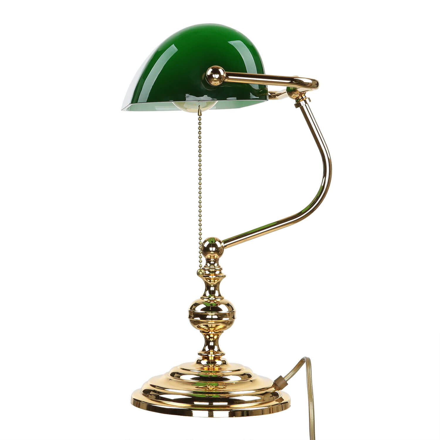 Banker Tischlampe Gold 24K aus Echt-Messing Lampe, Lampenschirm, Tischlampe