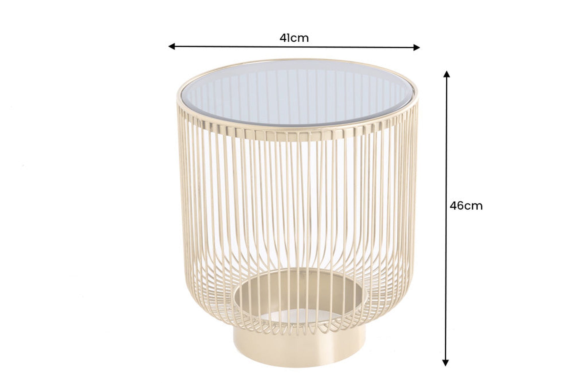 Table d'appoint or noir ronde Ø 41 cm verre trempé métal Lampe