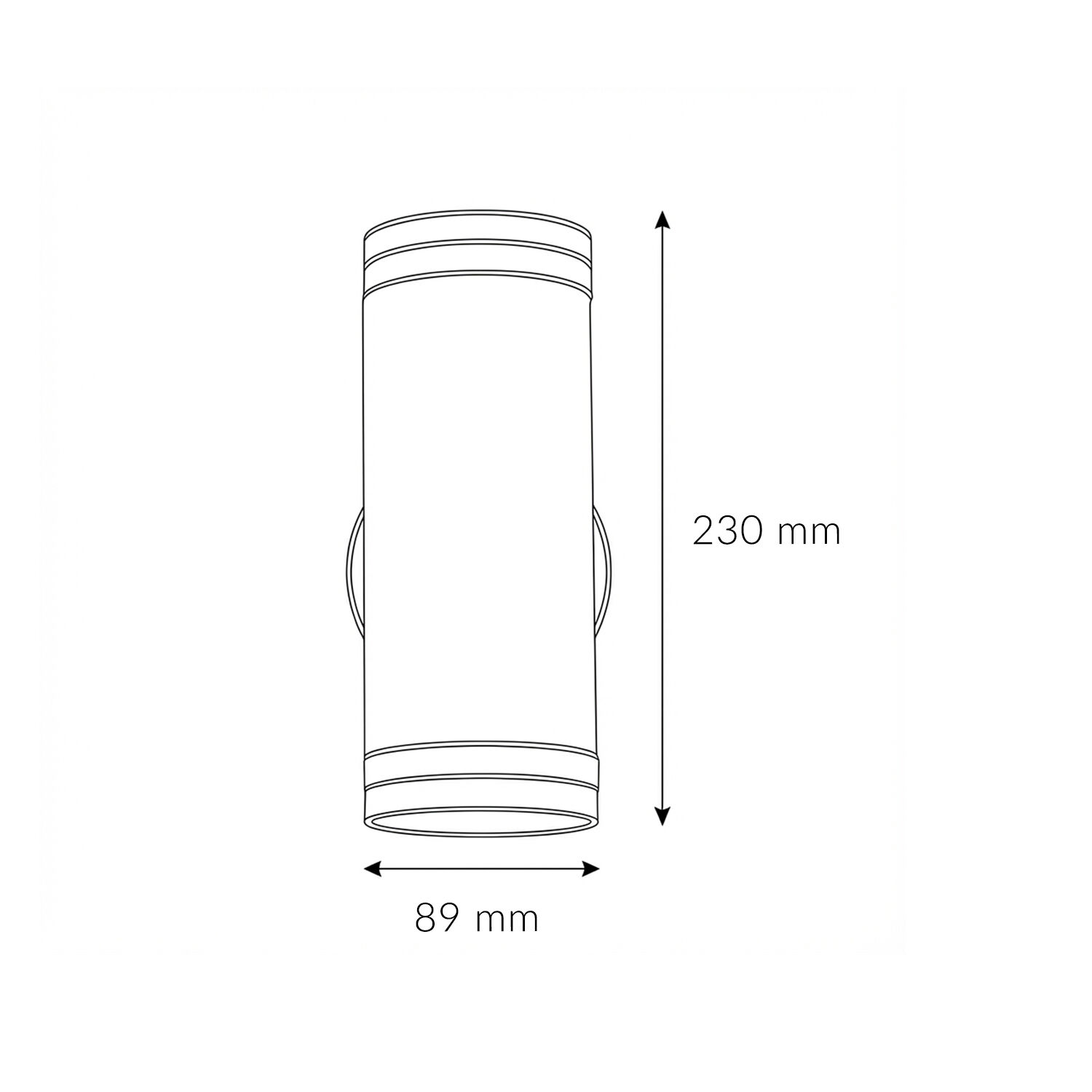 Wandleuchte, Wandlampe, Röhrenform, Maße 230x89mm, Metall