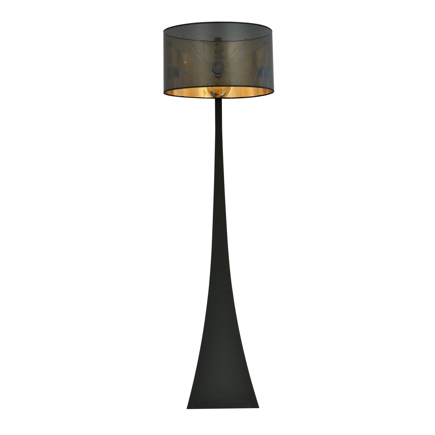 Lampadaire Tissu Métal 157 cm Moderne en noir or E27 Lampe