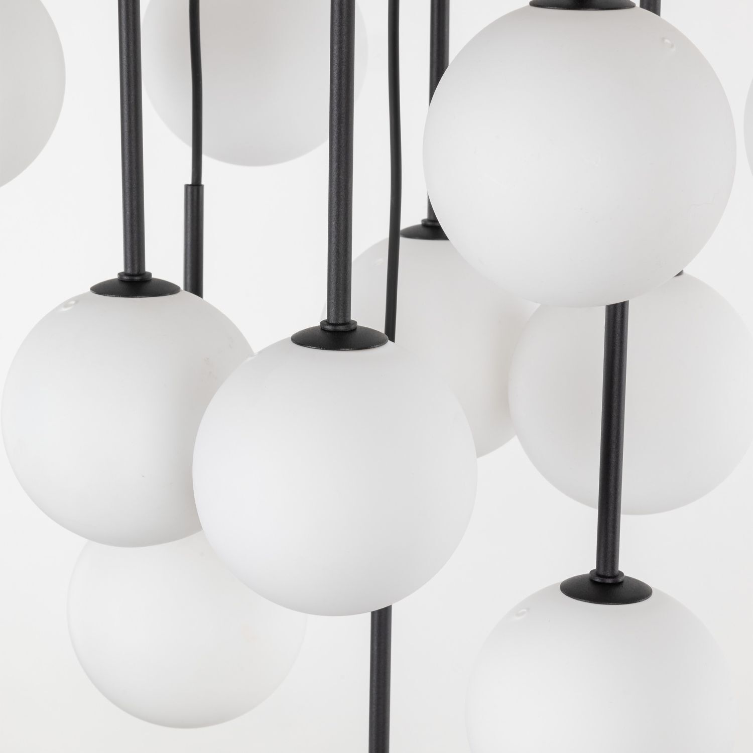Suspension Boule Verre Métal L : 60 cm Noir Blanc 13x G9