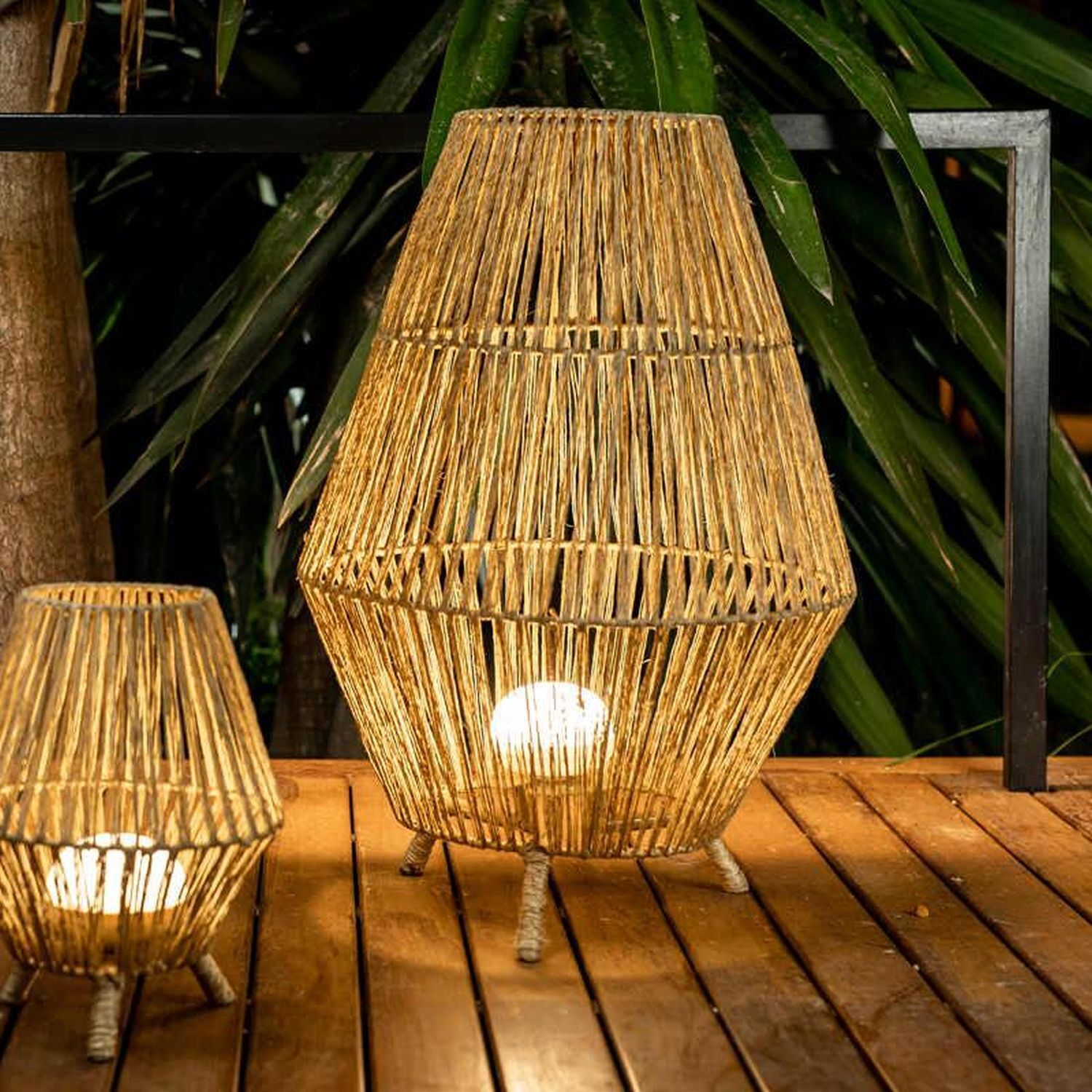 Lampe de table LED à l'extérieur IP54 72 cm Rattan Dimmer Télécommande