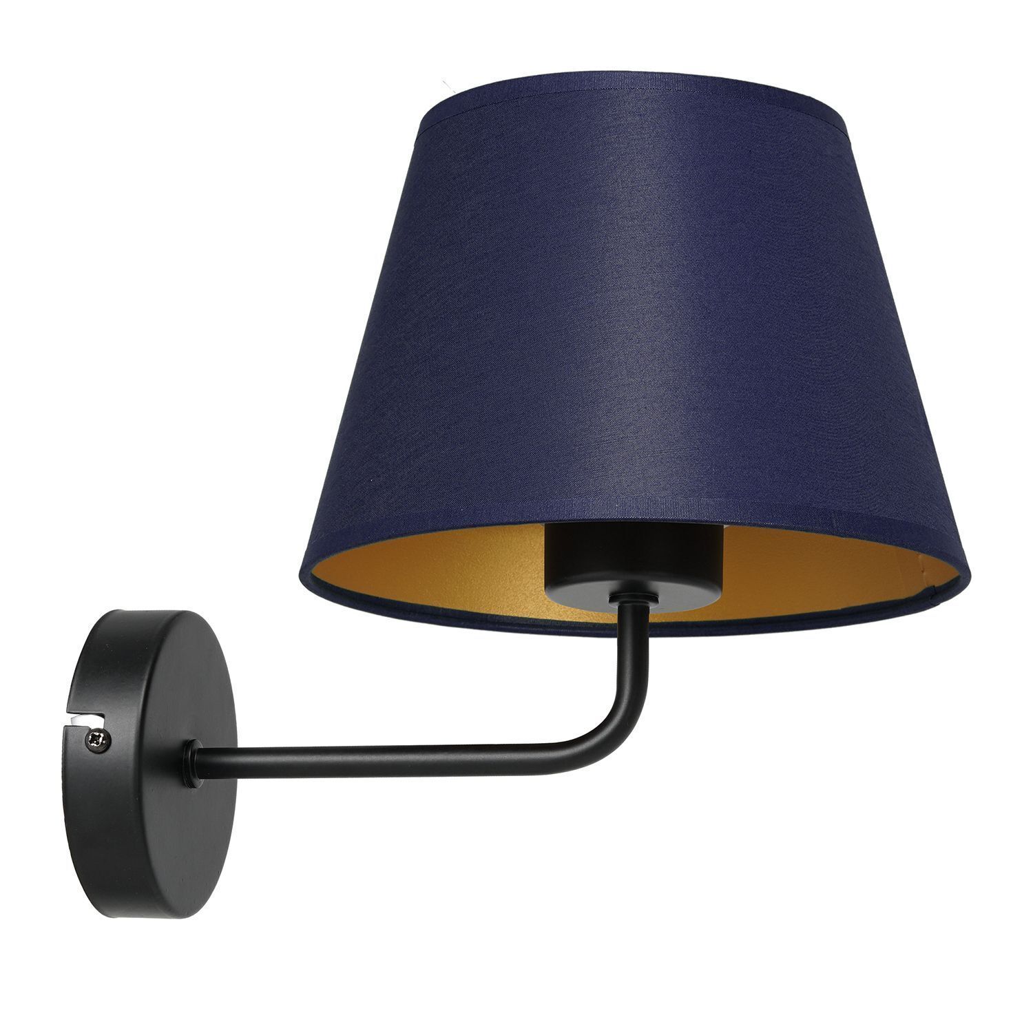 Wandlampe Blau Gold Stoff Metall B:18 cm E27 konisch