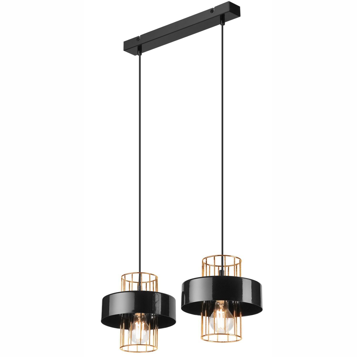 Pendelleuchte Schwarz Gold B: 40 cm Metall 2-flammig E27