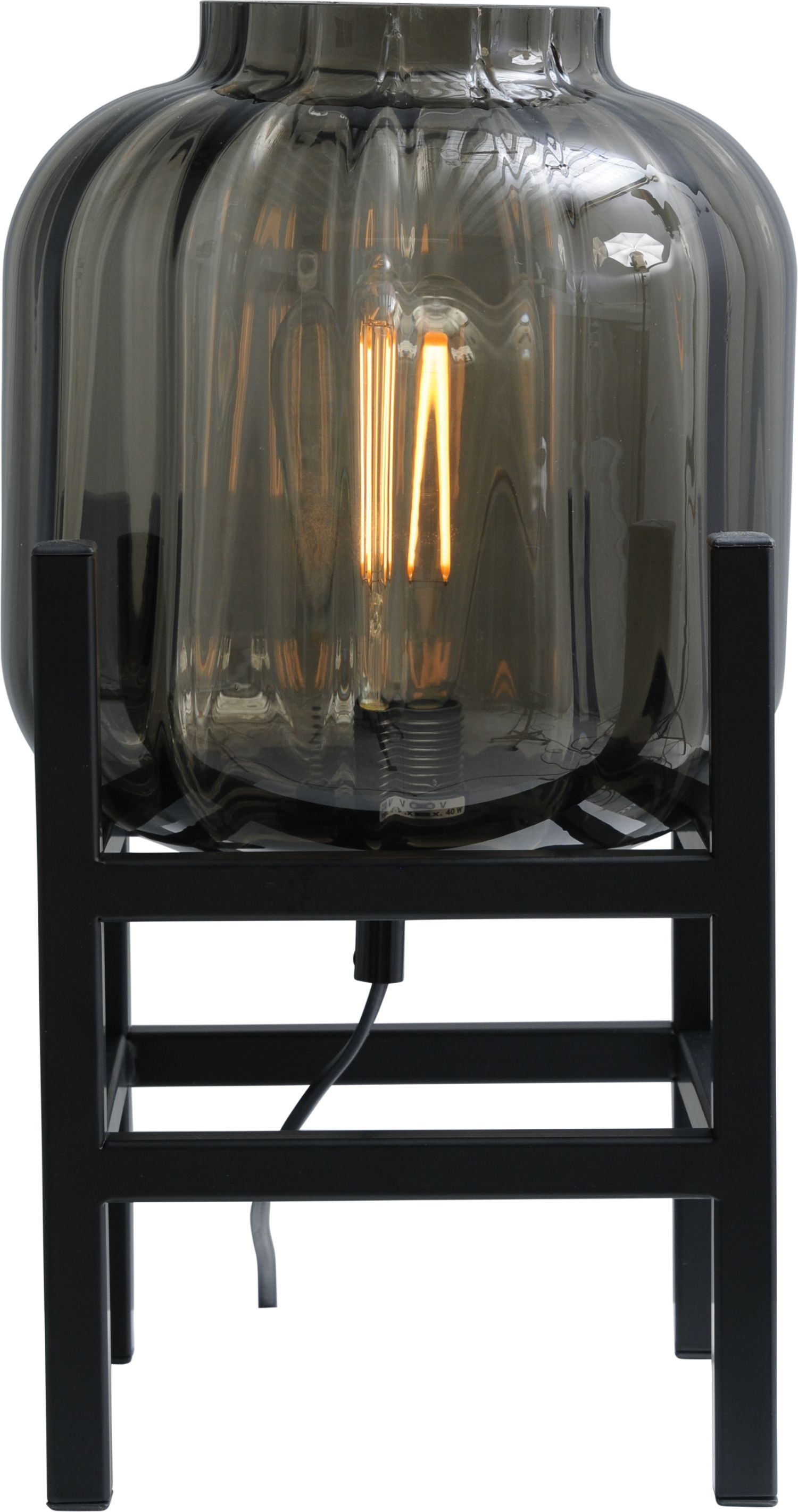 Dekorative Tischleuchte Glas Metall Schwarz 34 cm E27