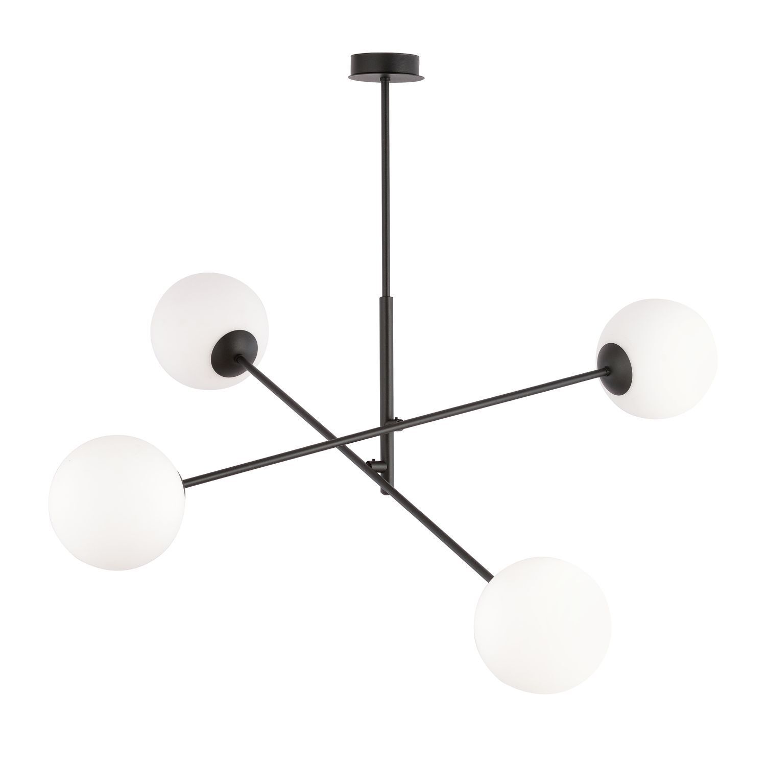 Plafonnier verre métal 102 cm de long E14 4-flamme orientable