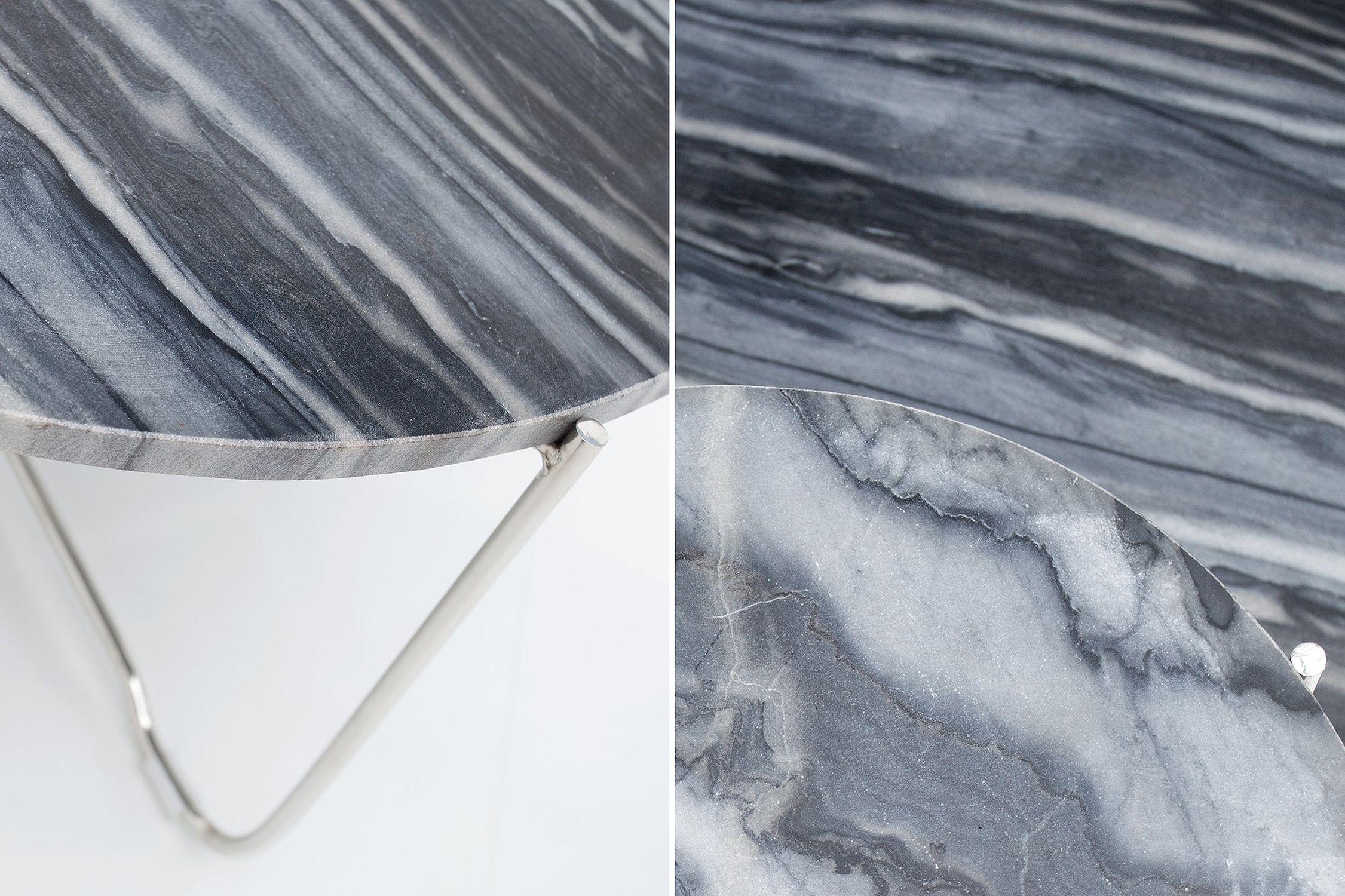 Table basse en marbre métal gris argenté 62 x 62 cm
