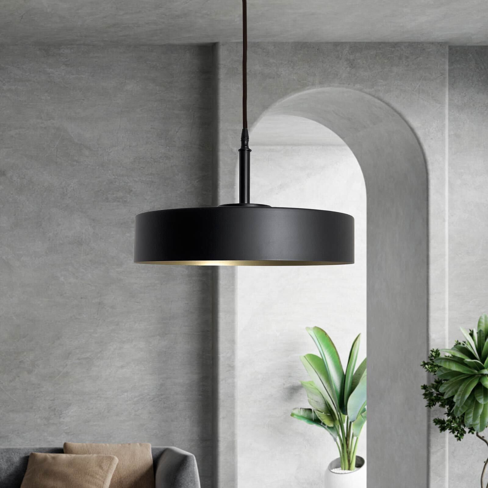Suspension ronde noir or E27 Ø 40 cm laiton fer