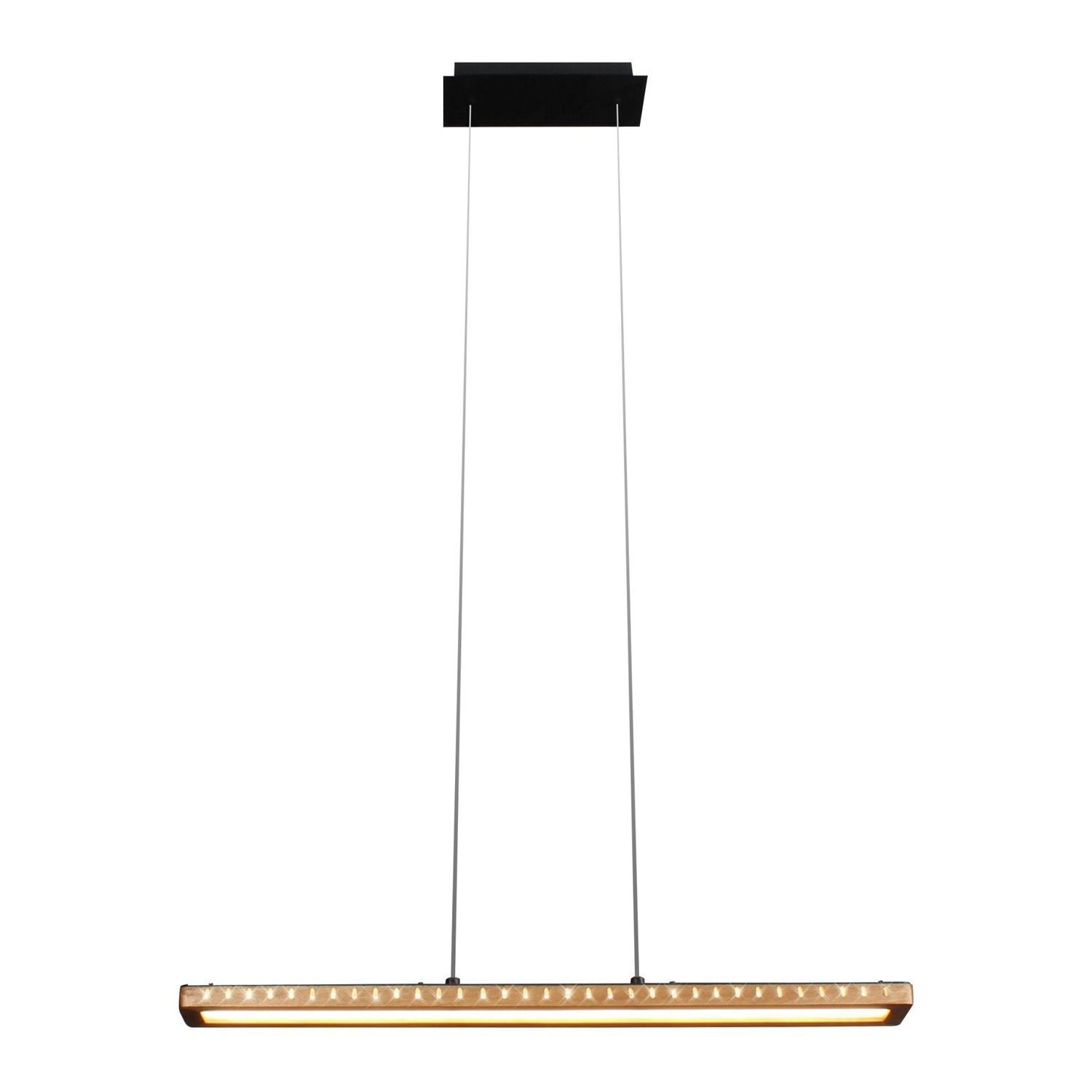 LED Pendelleuchte dimmbar Holz Aluminium 70 cm 3000 K Hängeleuchte, Lineares Licht, LED-Leuchte, Holzrahmen, indirektes Licht