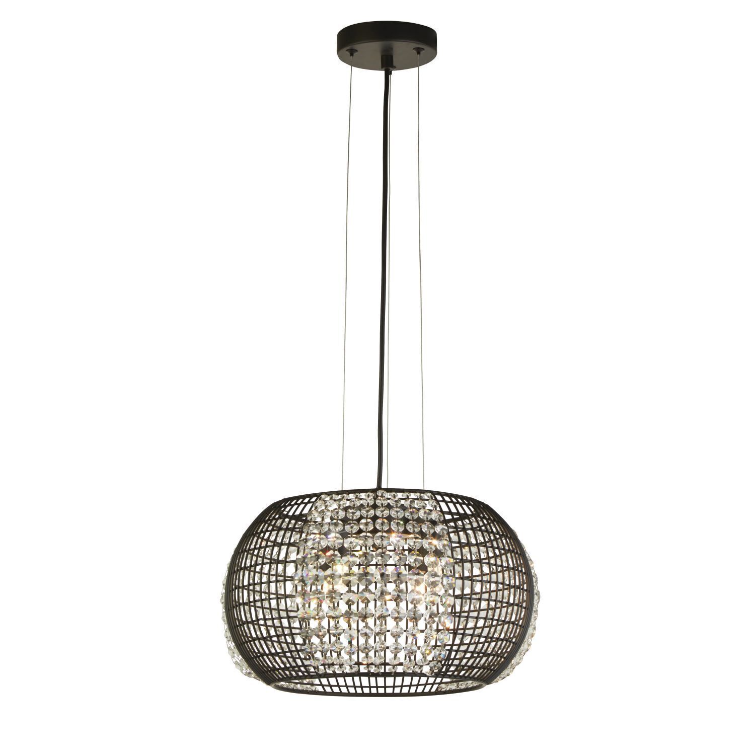 Hängeleuchte Schwarz 4x G9 Ø 35 cm Metall Glas Leuchter, Lampe