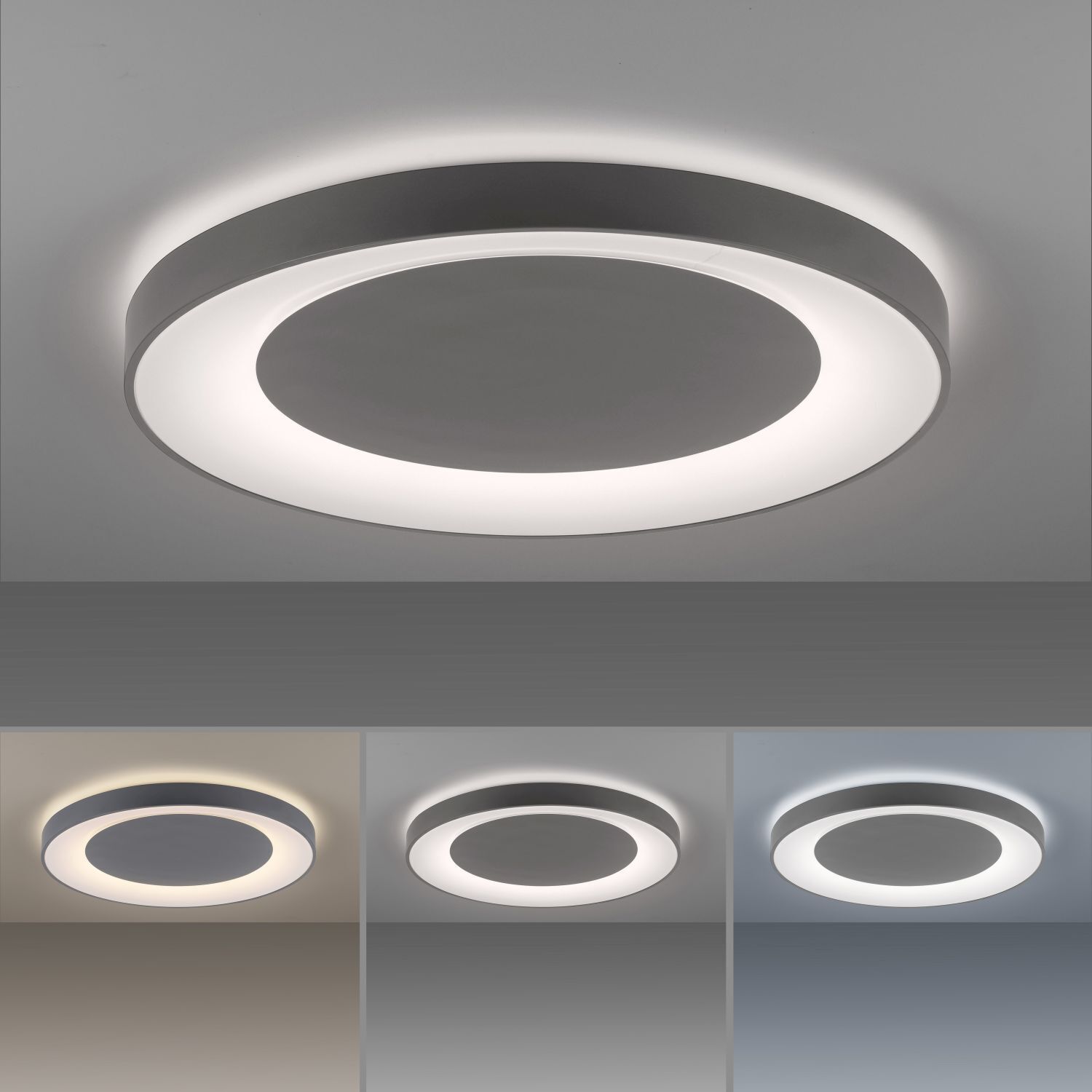 Lampe de plafonnier LED à intensité variable avec télécommande Gris Ø70 cm Deckenleuchte, Leuchte
