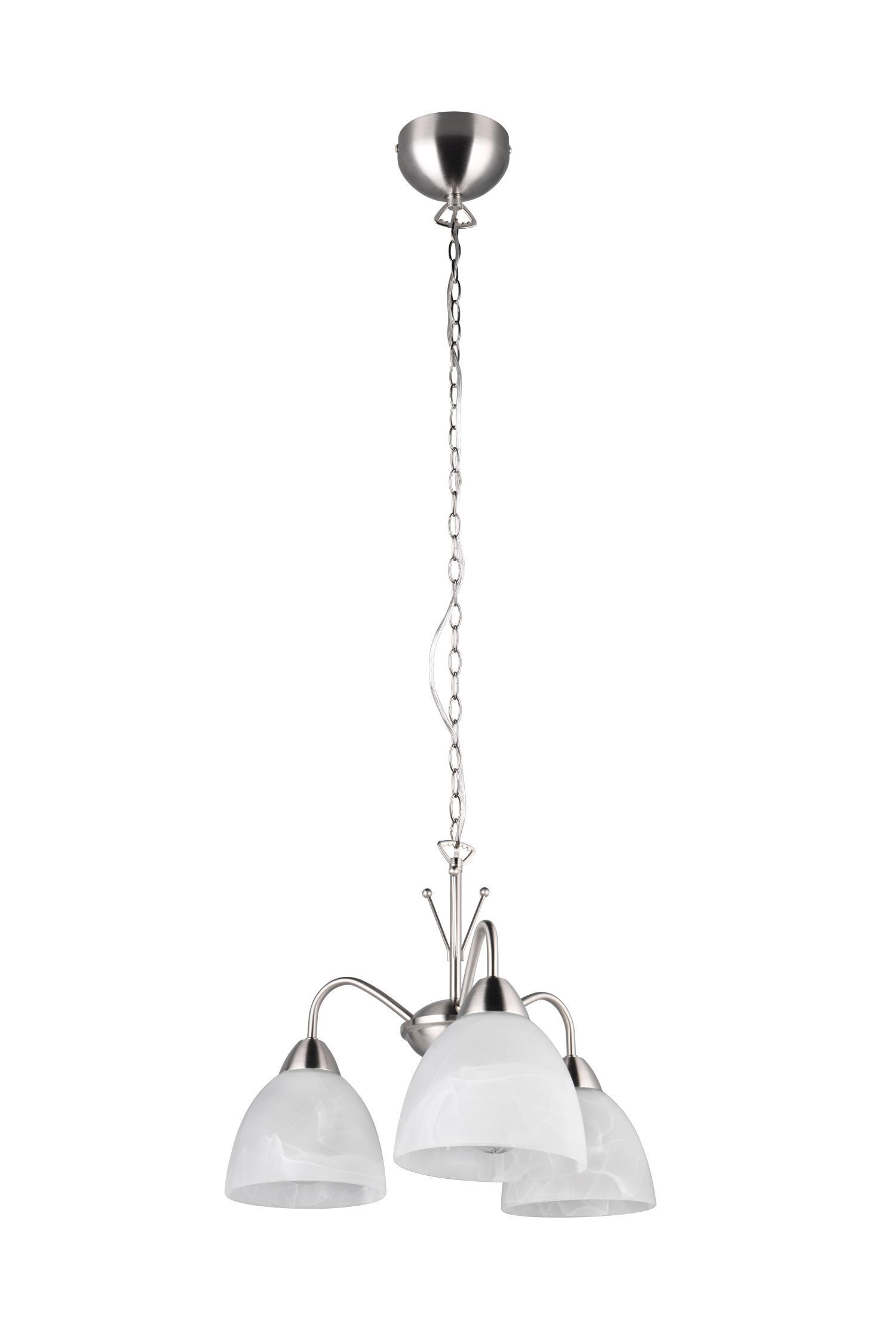 Blendarme Pendelleuchte Metall Glas Nickel Weiß E27 Leuchte, Lampe, Kronleuchter, Deckenleuchte