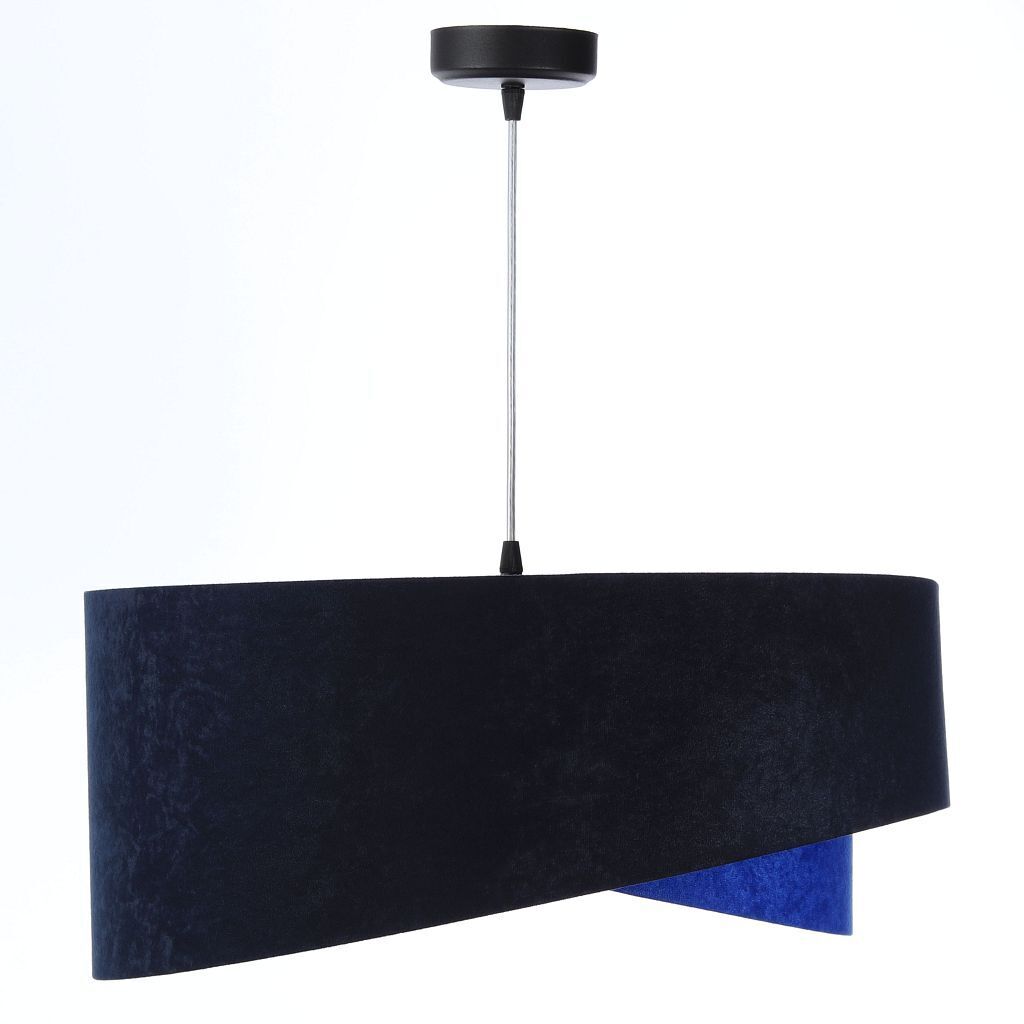 Hängelampe Blau Gold E27 Ø 50 cm Stoff Schirm Veloursoptik Lampe