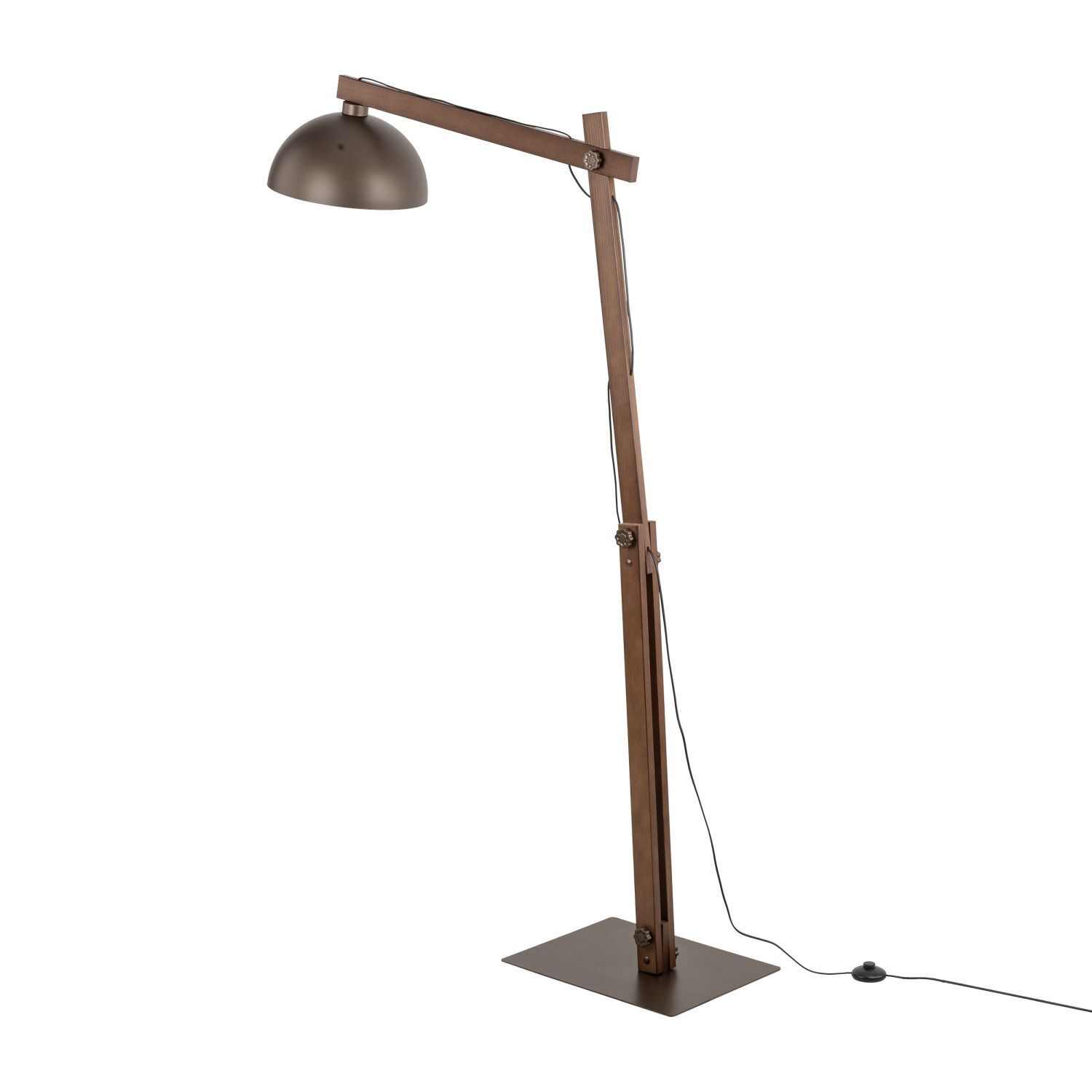 Stehleuchte verstellbar 180 cm hoch Gelenk Holz Metall E27 Lampe, Lampenschirm