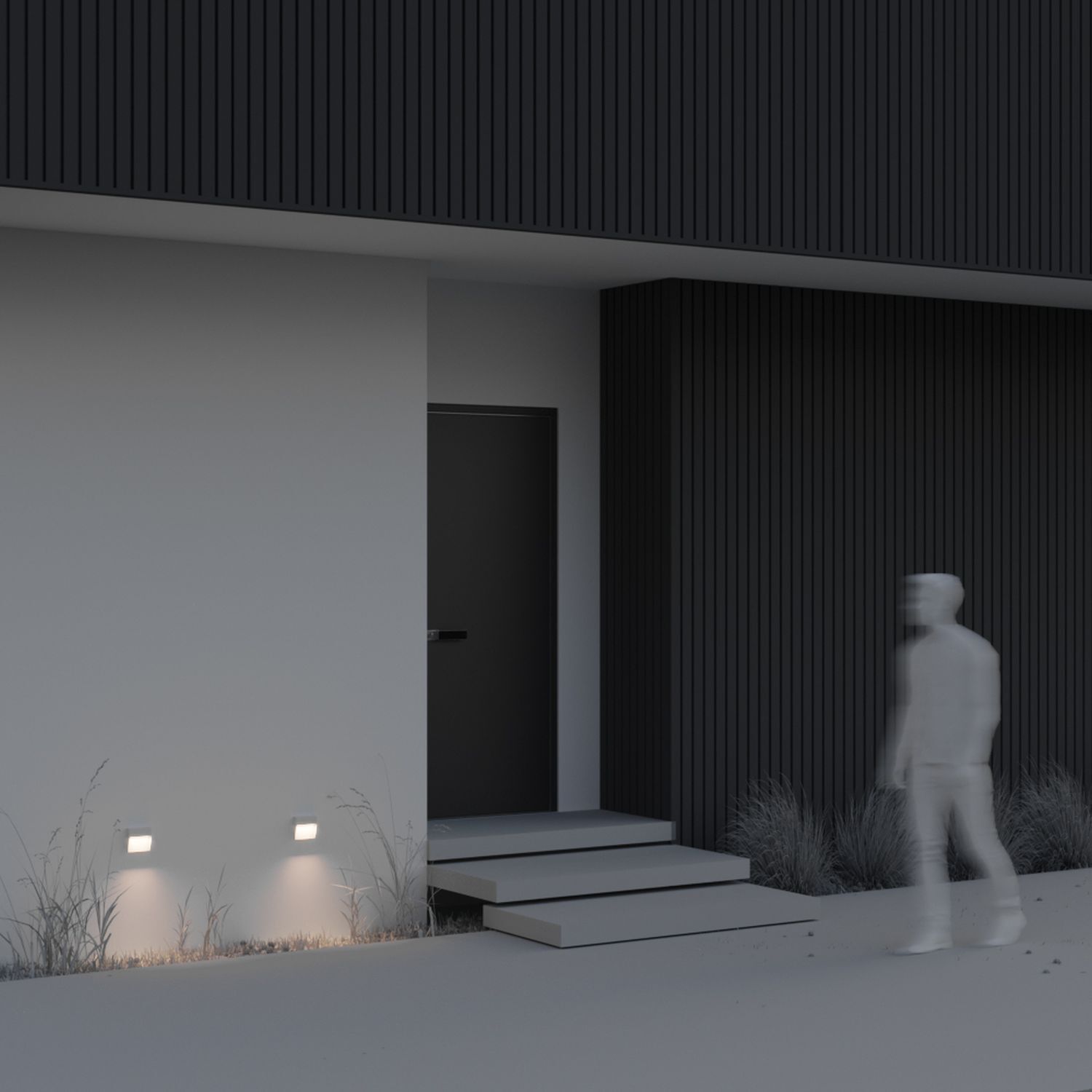 LED Außenlampe Wand Aluminium IP54 Weiß eckig 100 lm Innenarchitektur, Tür, Erwachsener, Mann, Person