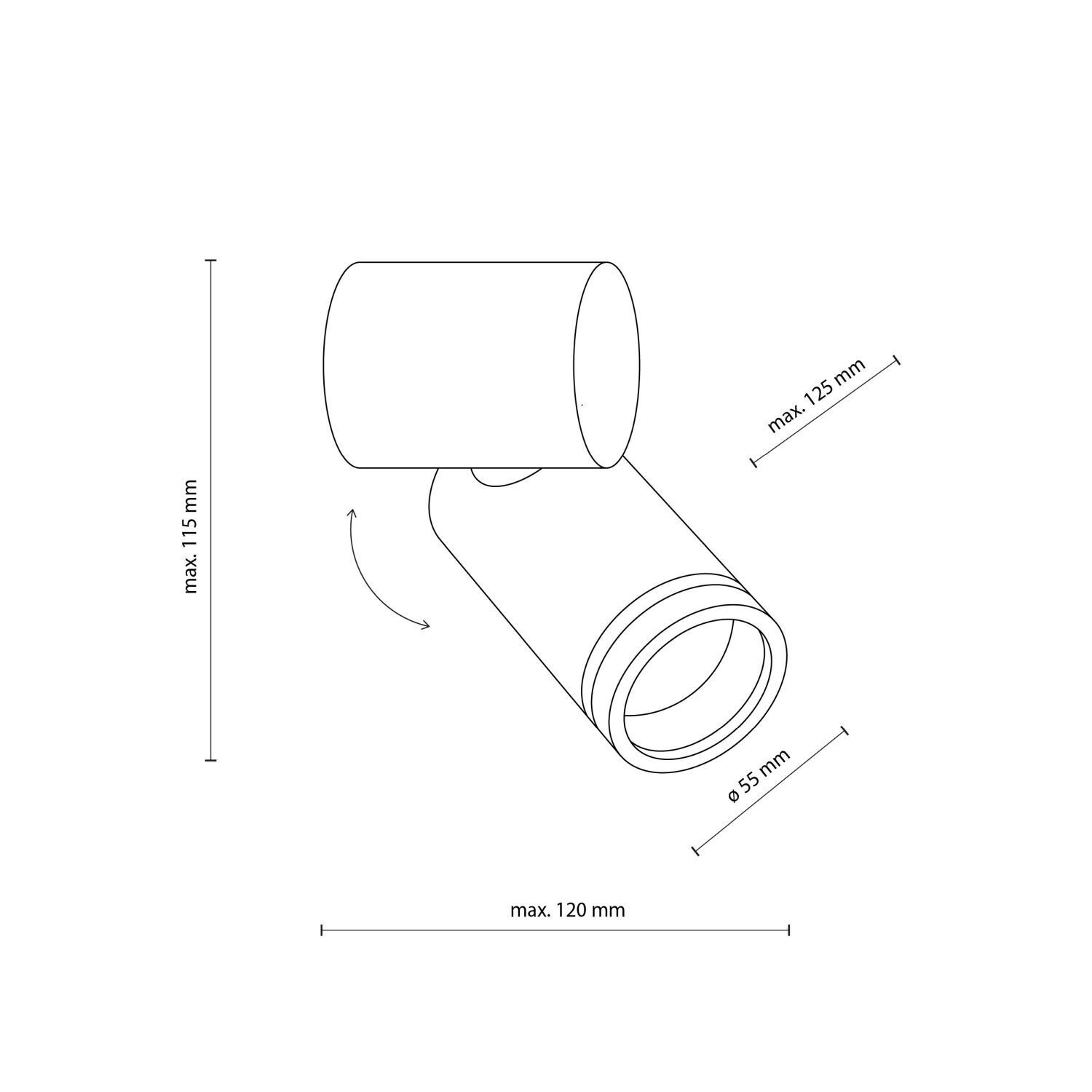 Wandspot Schwarz H: max. 13,5 cm GU10 Metall CARSON