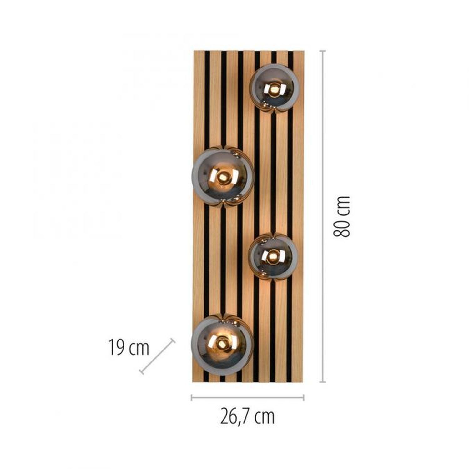 Lampe de plafonnier confortable Boules de verre Bois G9 80 cm Naturel
