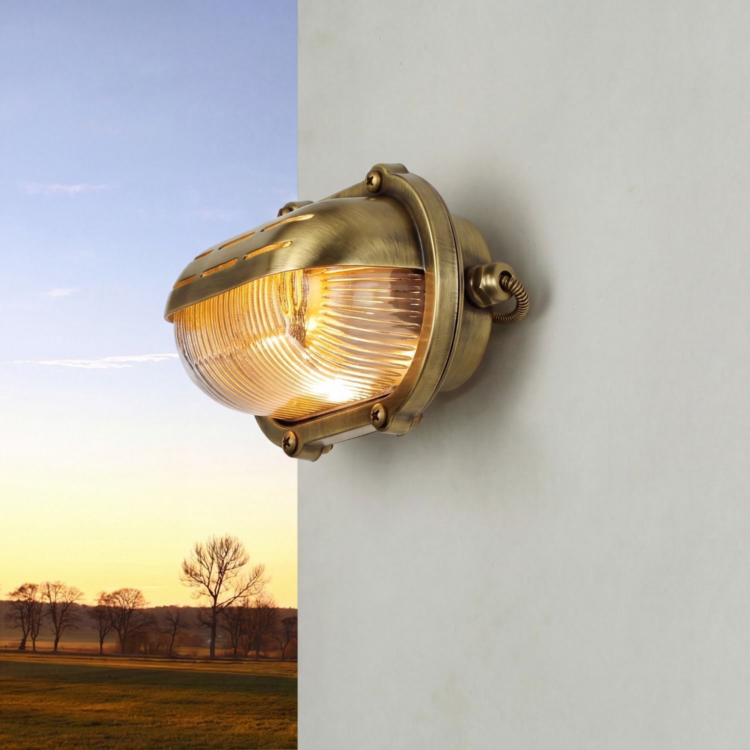 Lampe murale extérieure laiton Maritim ovale IP64 porte d'entrée