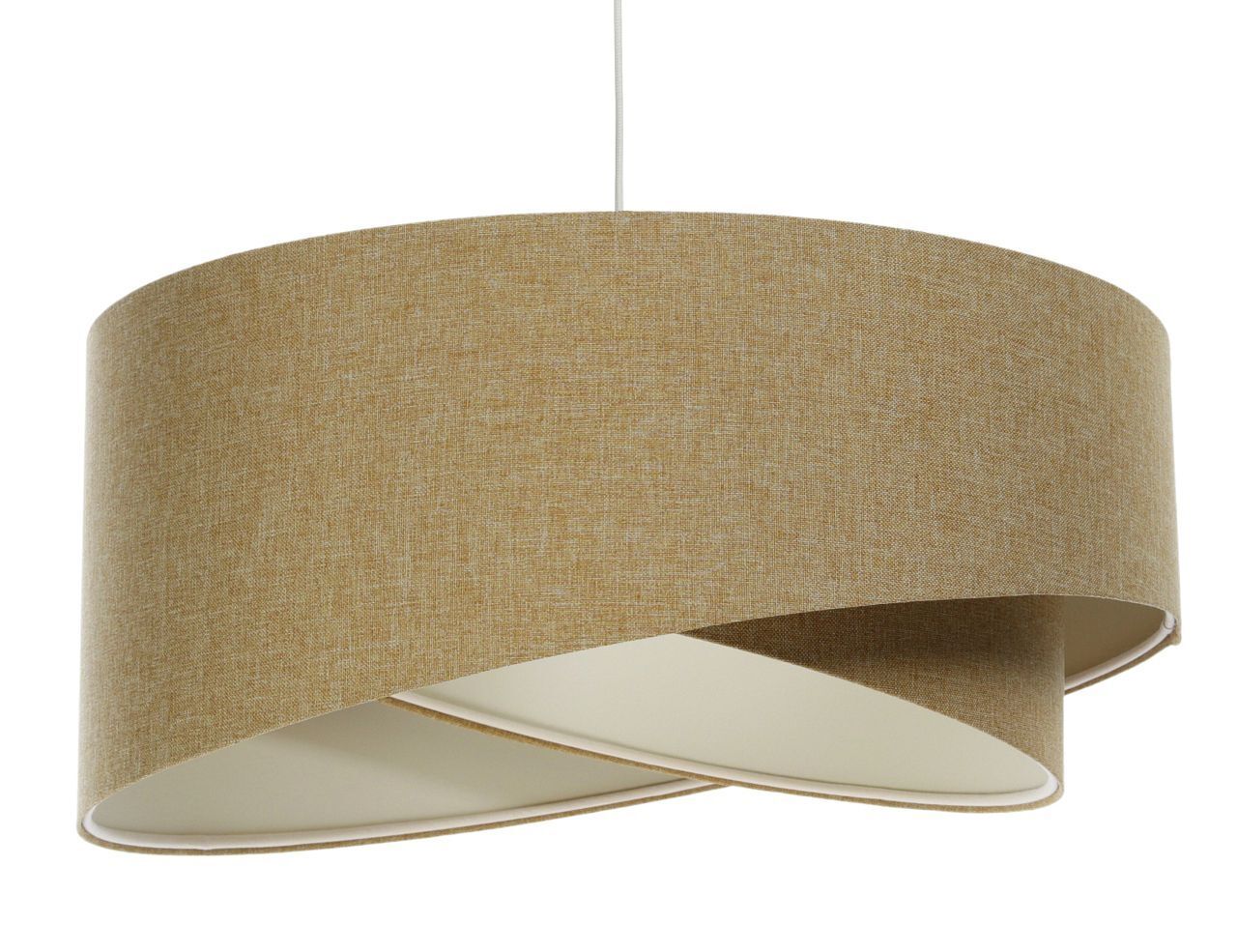 Pendelleuchte rund D: 50 cm E27 Beige Stoff Schirm Boho Lampe, Lampenschirm