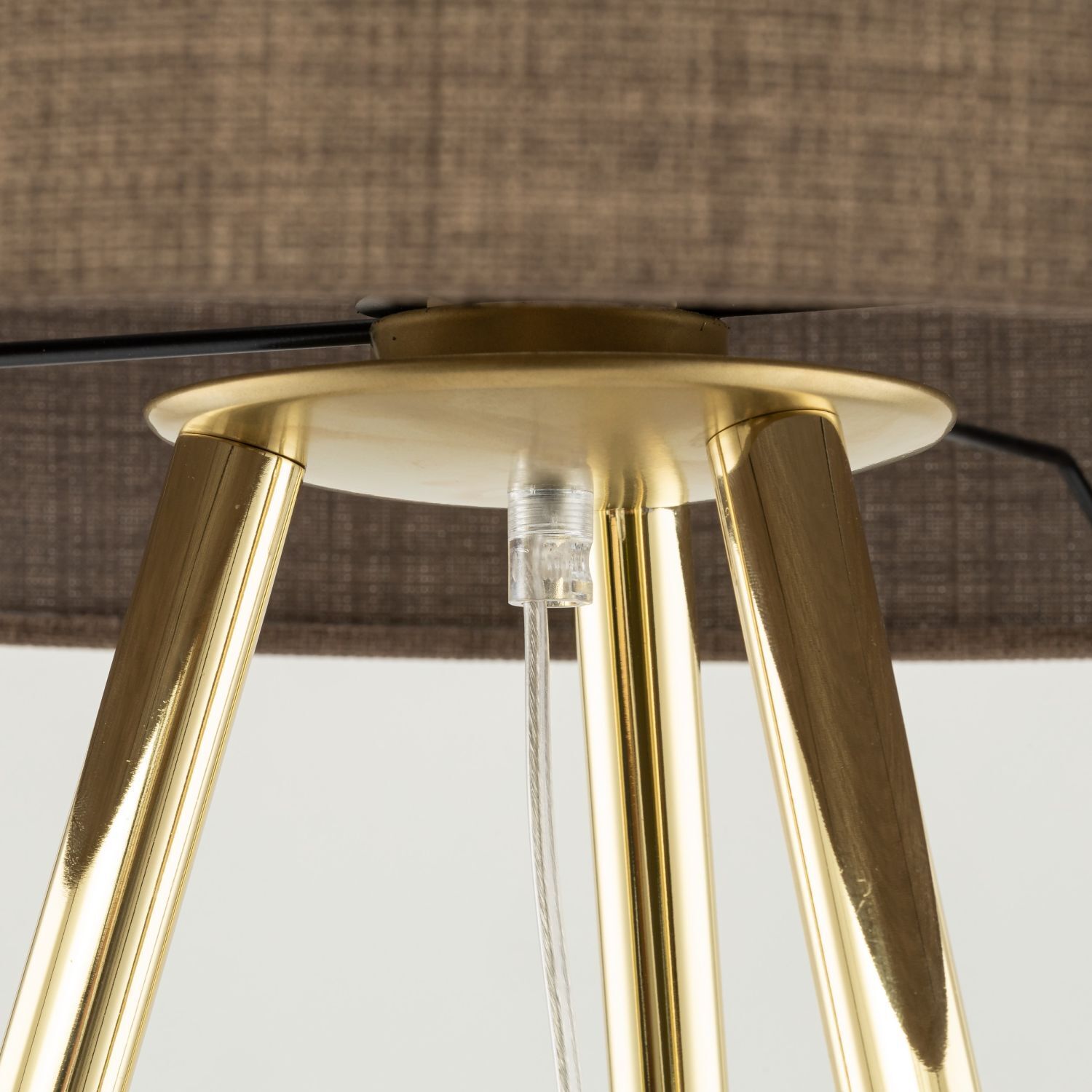 Stehleuchte Dreibein 160 cm Stoff Metall in Gold Braun E27 Moebel, Lampe