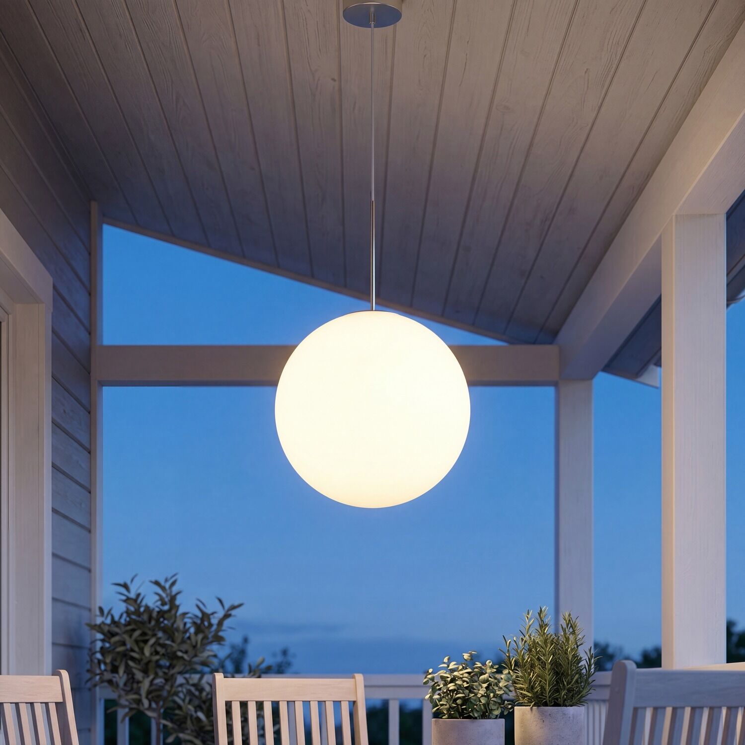 LED Außenleuchte hängend kabellos Akku Kugel Ø 35 cm IP44