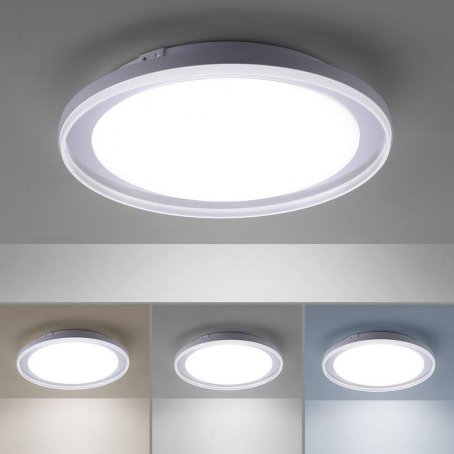 LED Deckenleuchte blendarm IP44 28 W B:45 cm in Chrom Deckenleuchte, Leuchte