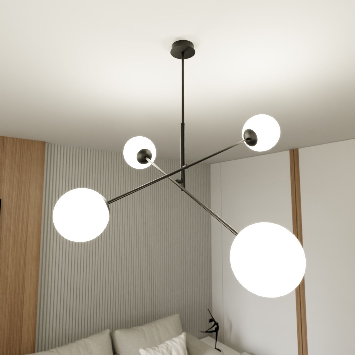 Deckenlampe Glas Metall 102 cm lang E14 4-flammig schwenkbar