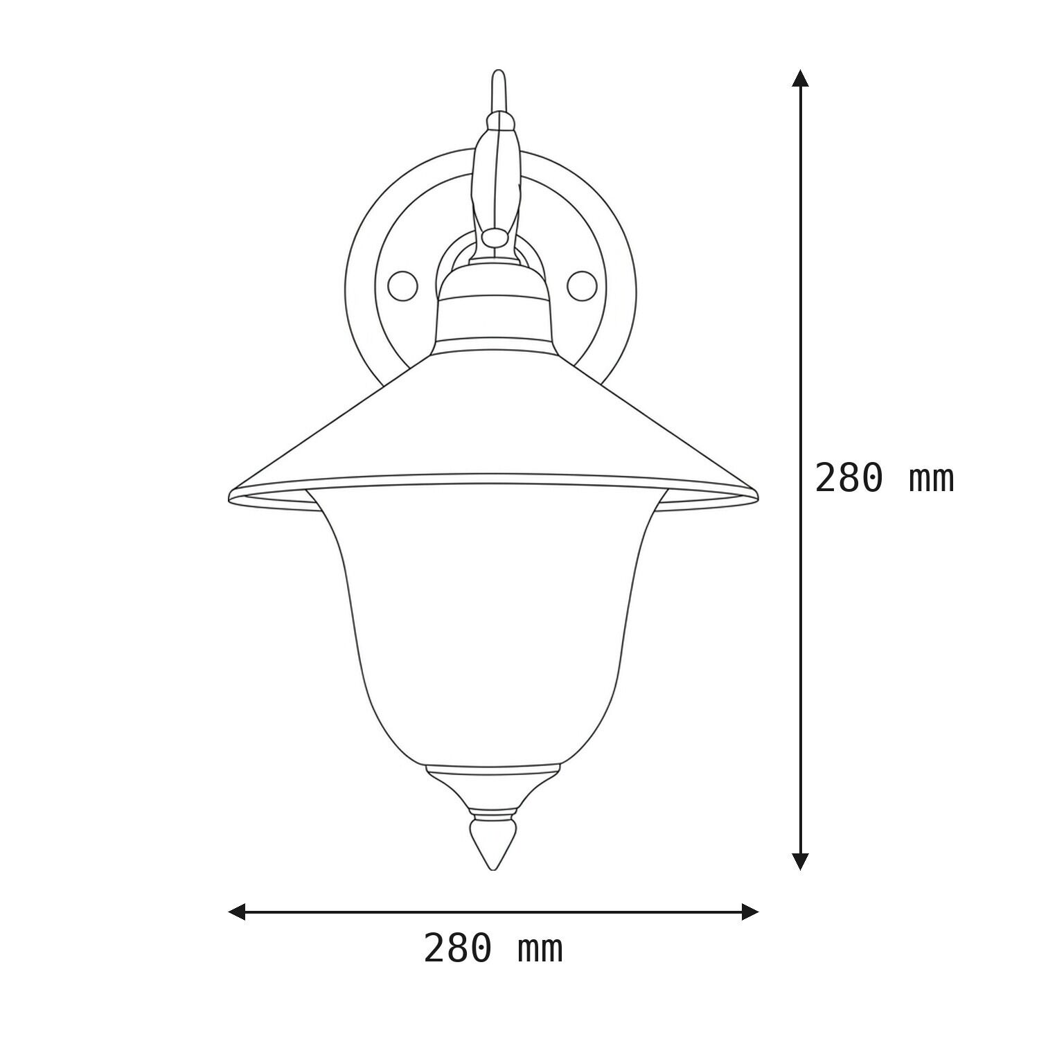Wandleuchte, Außenlampe, Messingfinish, 2-teilige Leuchte, Durchmesser 280mm