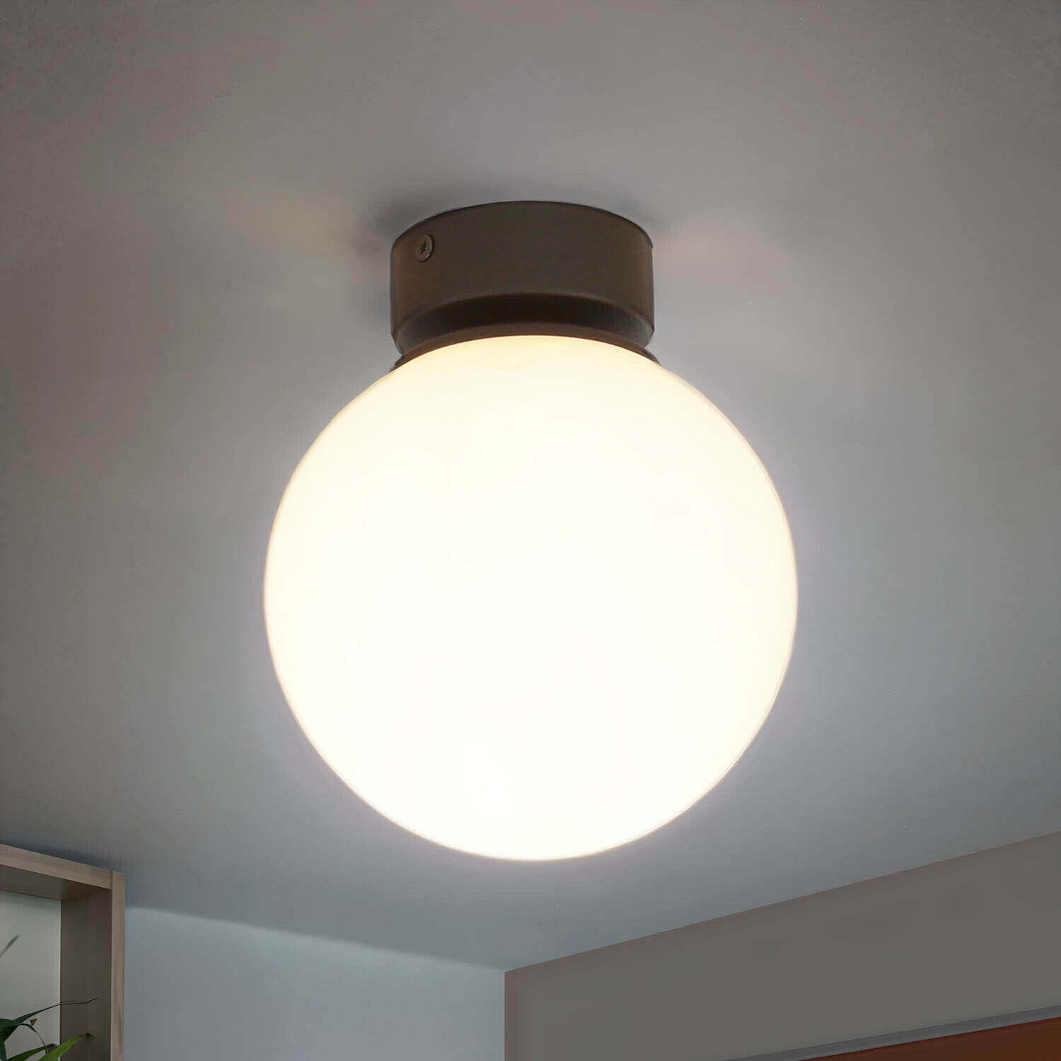 deckenlampe-kugel-deckenleuchte-1x-e27-schwarz--weiss-metall-glas-modern-3 deckenleuchte, globe-lampe, rund, warmweiß, lampenfassung
