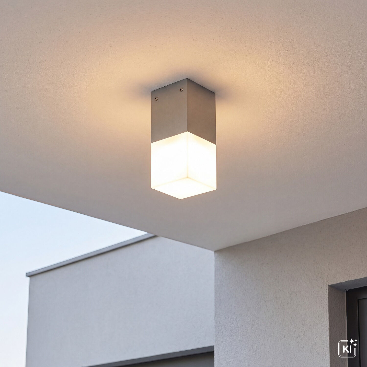 Wandlampe, Außenleuchte, Kubenform, Metall, weißes Licht