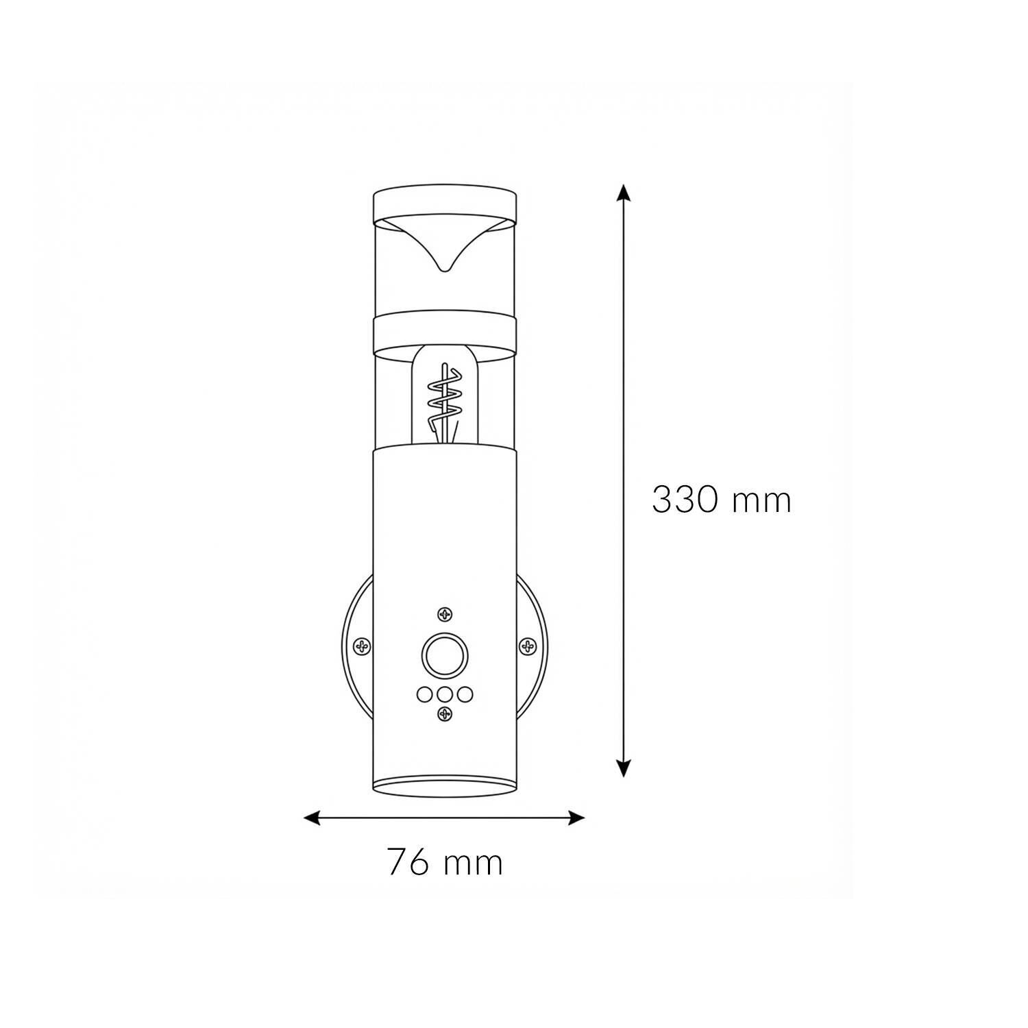 Außenleuchte mit Bewegungsmelder GU10 IP54 Edelstahl Zylinder, Diagramm, Handlung