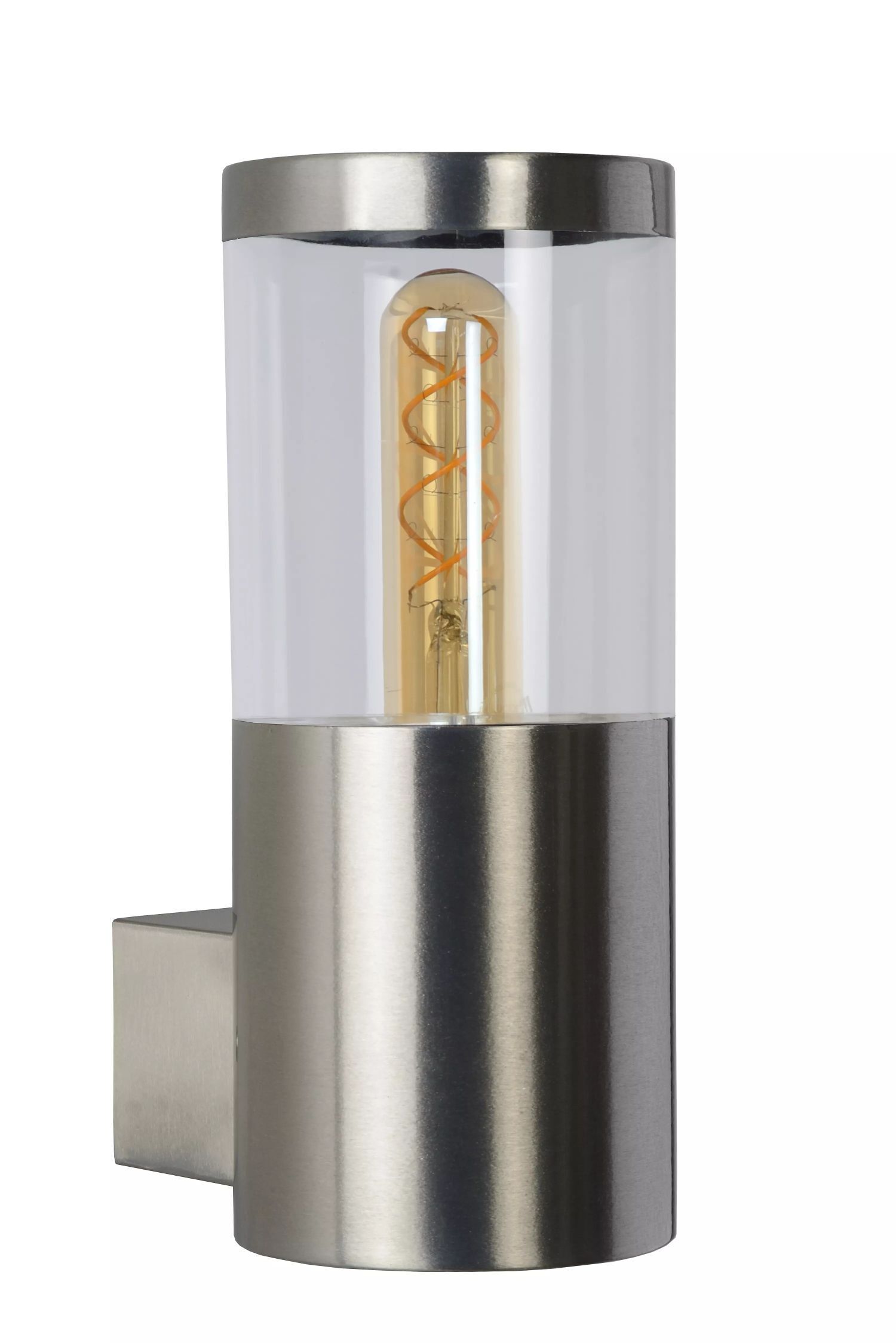 Wandlampe Außen Stahl in Chrom IP44 H:23 cm E27 Balkon