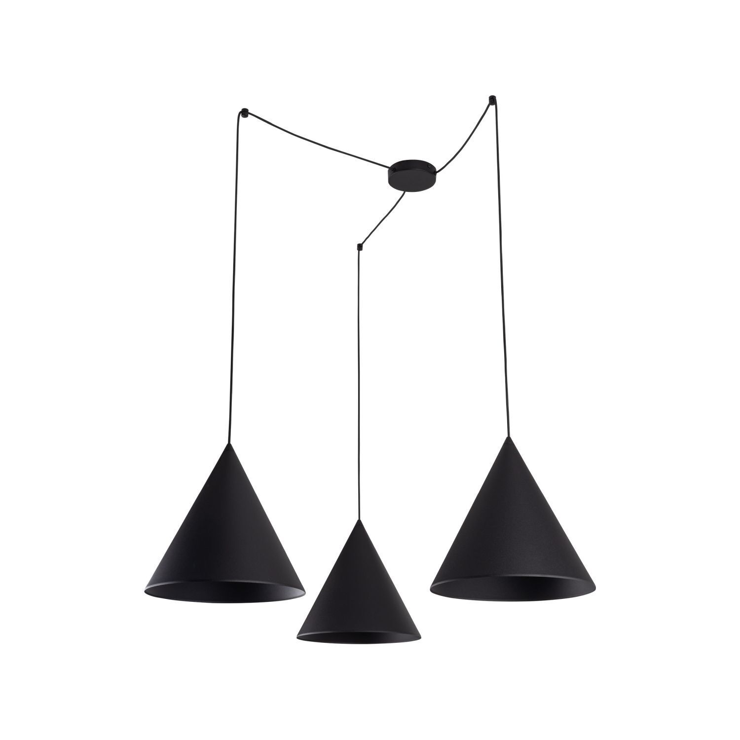 Suspension Noir XXL ajustable 3-flamme E27 CODY