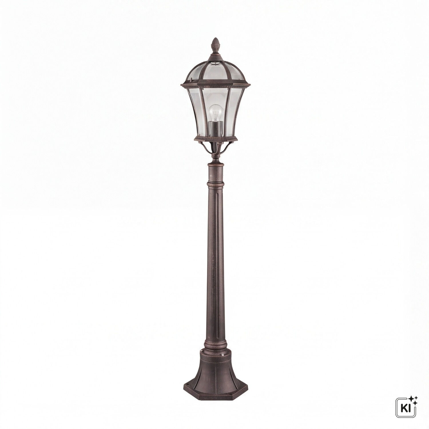 sl1568-klassische-stehleuchte-in-braun-antik Straßenlaterne, Gartenlaterne, Lampe, Bronze, Glaskuppel