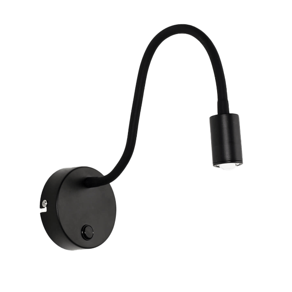 wandlampe, flexible-arm, schwarz, metall, lichtquelle