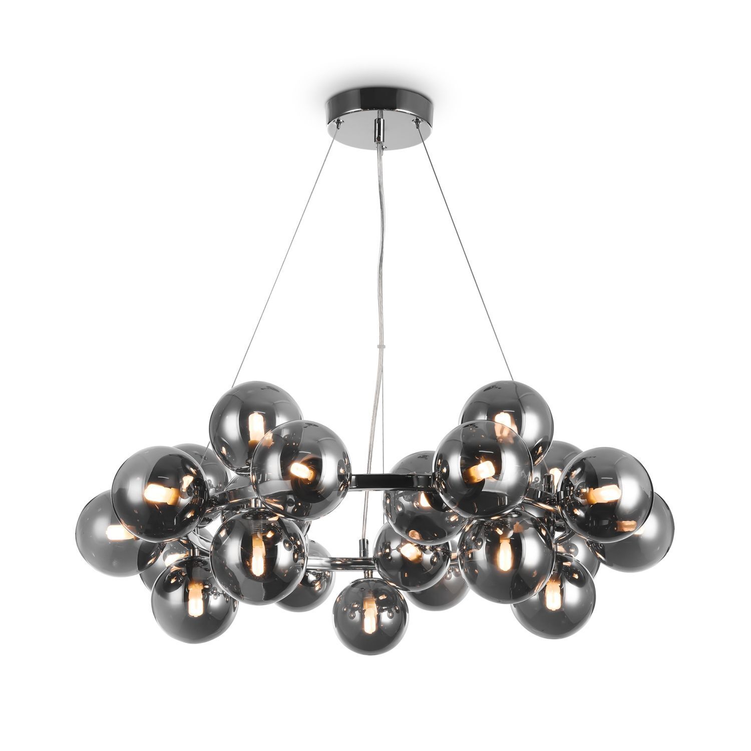 Lampe à suspendre métal verre fumé G9 largeur 69 cm Moderne