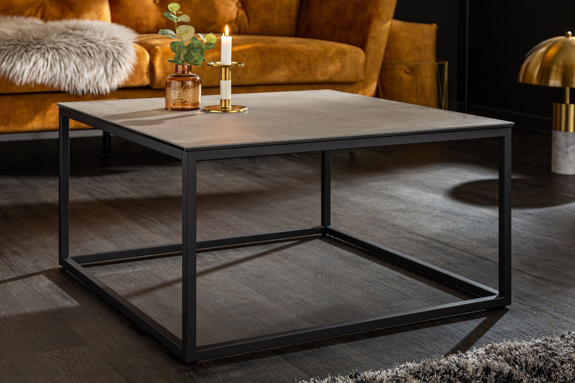 Table basse en céramique gris aspect béton 75x40 cm (lxh)