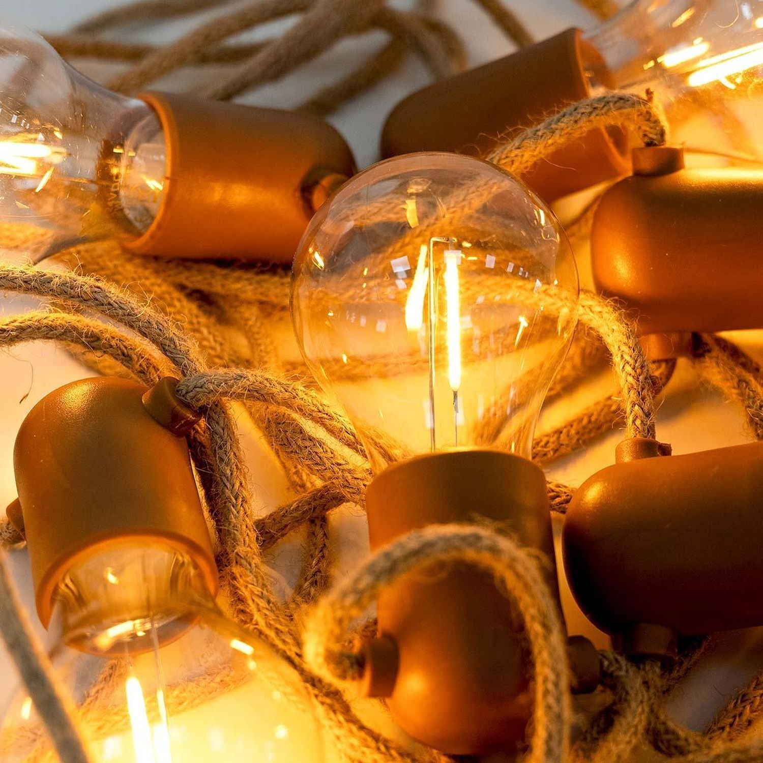 LED Außenlichterkette 5m 10x E27 IP44 2700 K mit Stecker Licht