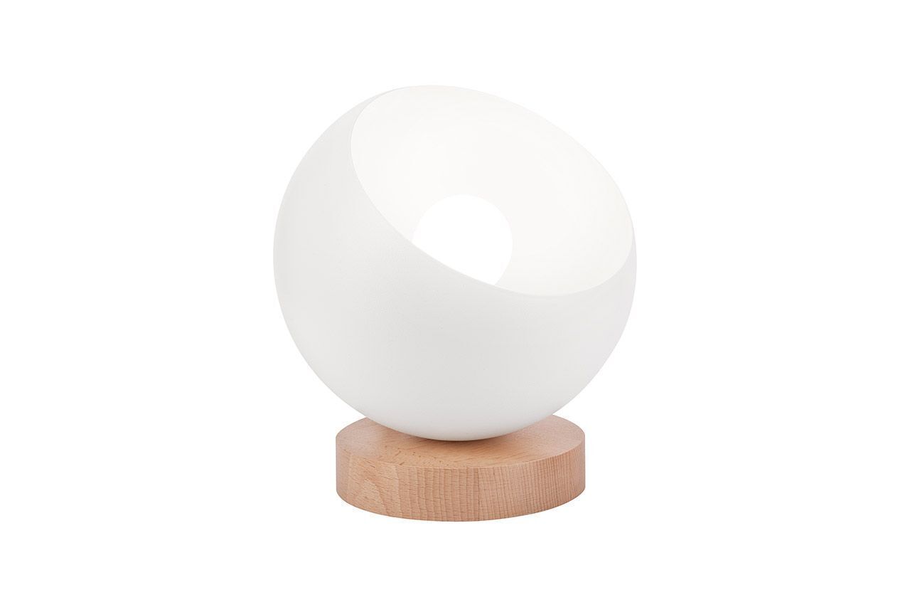 Lampe de table Métal Bois Boule Blanc Naturel E27 Ø 17 cm Moderne